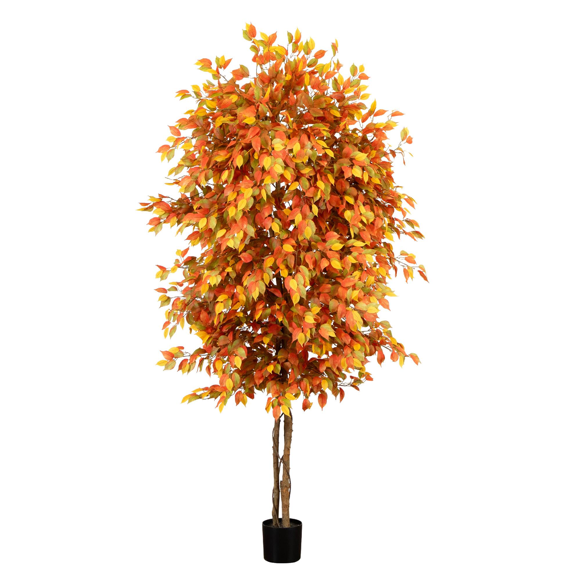 8ft. Potted Artificial Autumn Ficus Tree