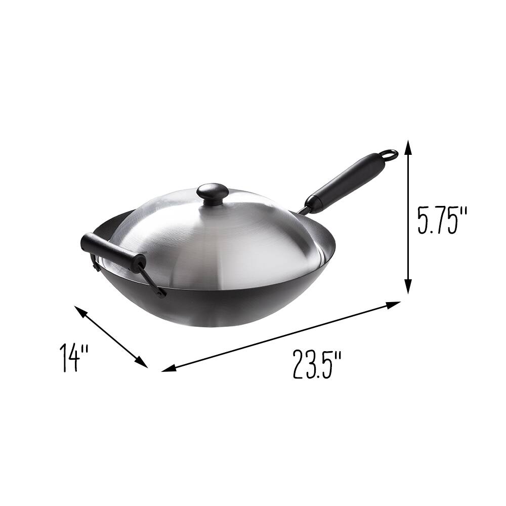 Joyce Chen 14" Carbon Steel Nonstick Wok Set with Lid and Bakelite Handles