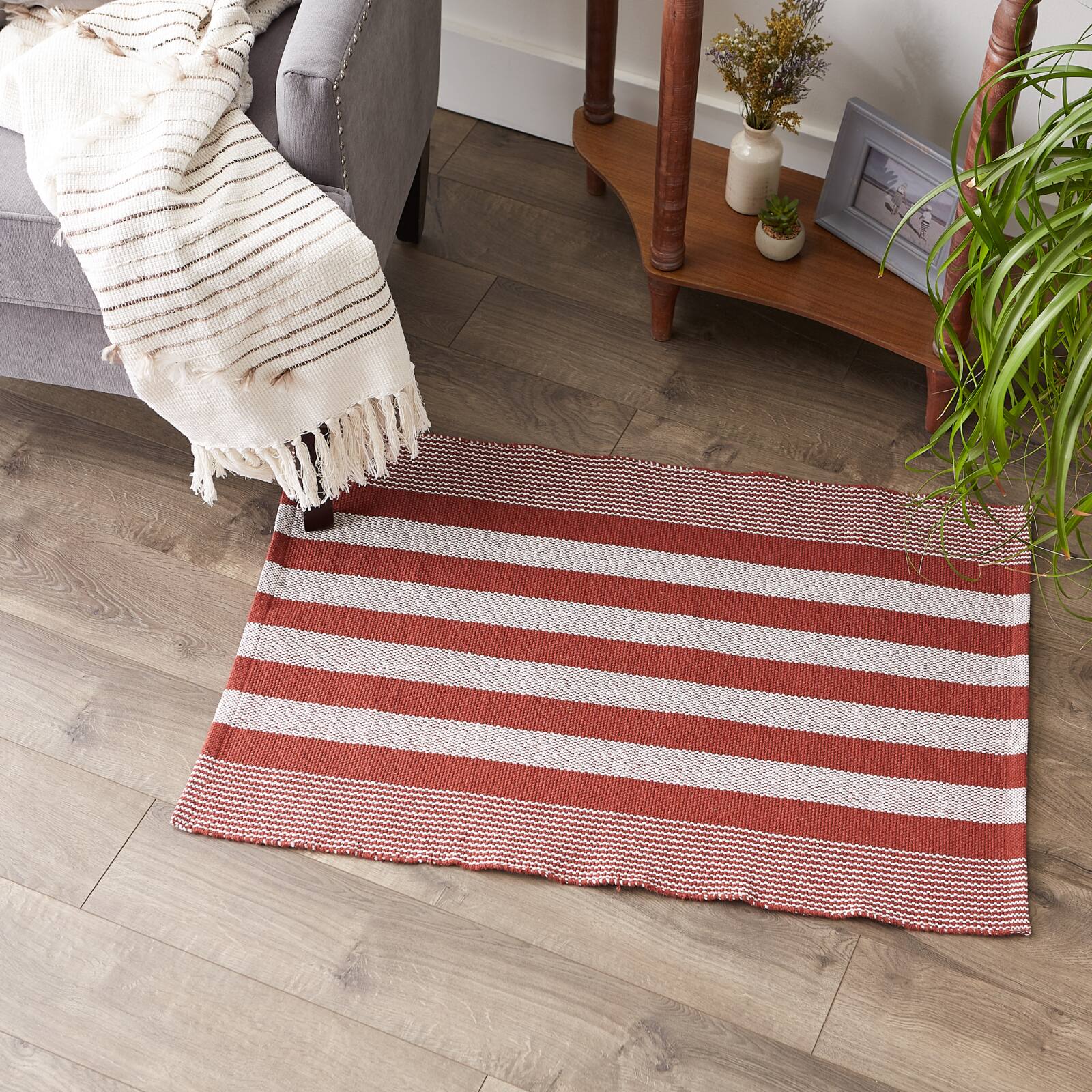 DII® Cabana Stripe Handwoven Recycled Yarn Rug
