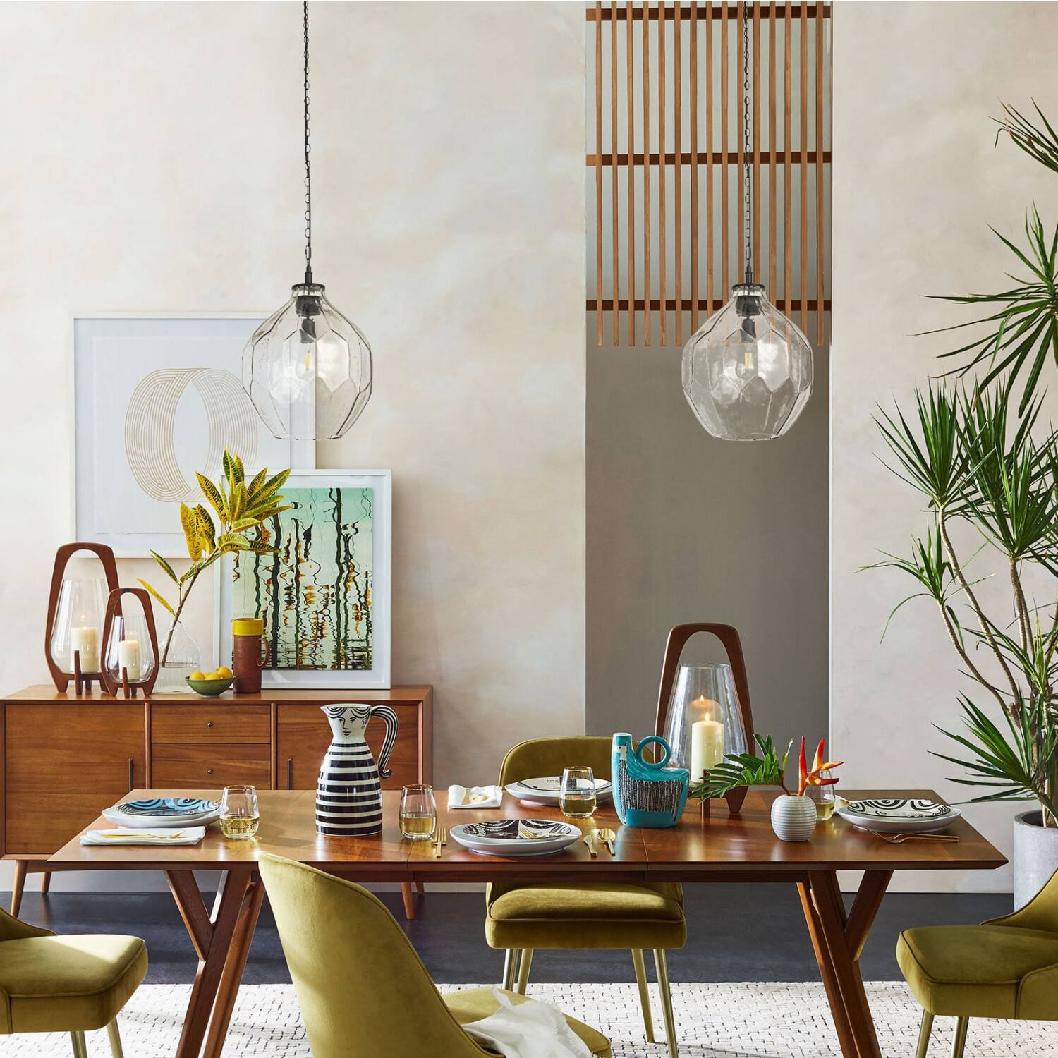 Hello Honey® Matte Black Oversized Geometric Glass Ceiling Light