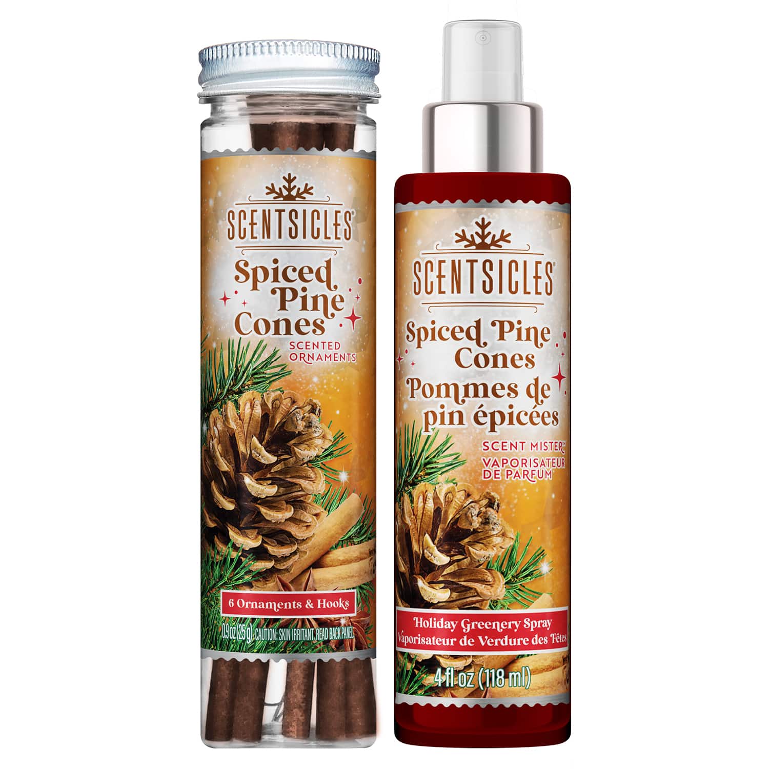 Scentsicles® Spiced Pine Cones Scented Ornament Sticks & Spray Mister™ Pack