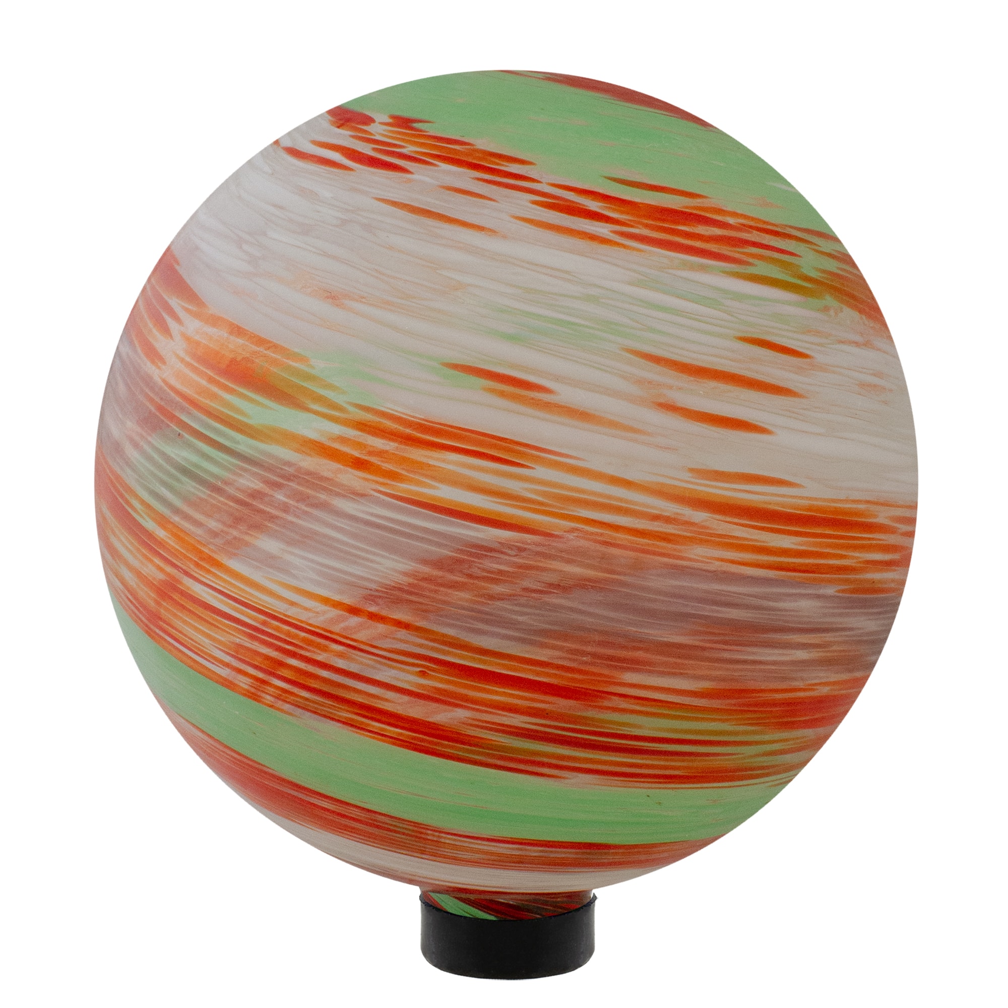 10" Orange & Green Swirl Designed Outdoor Garden Gazing Ball