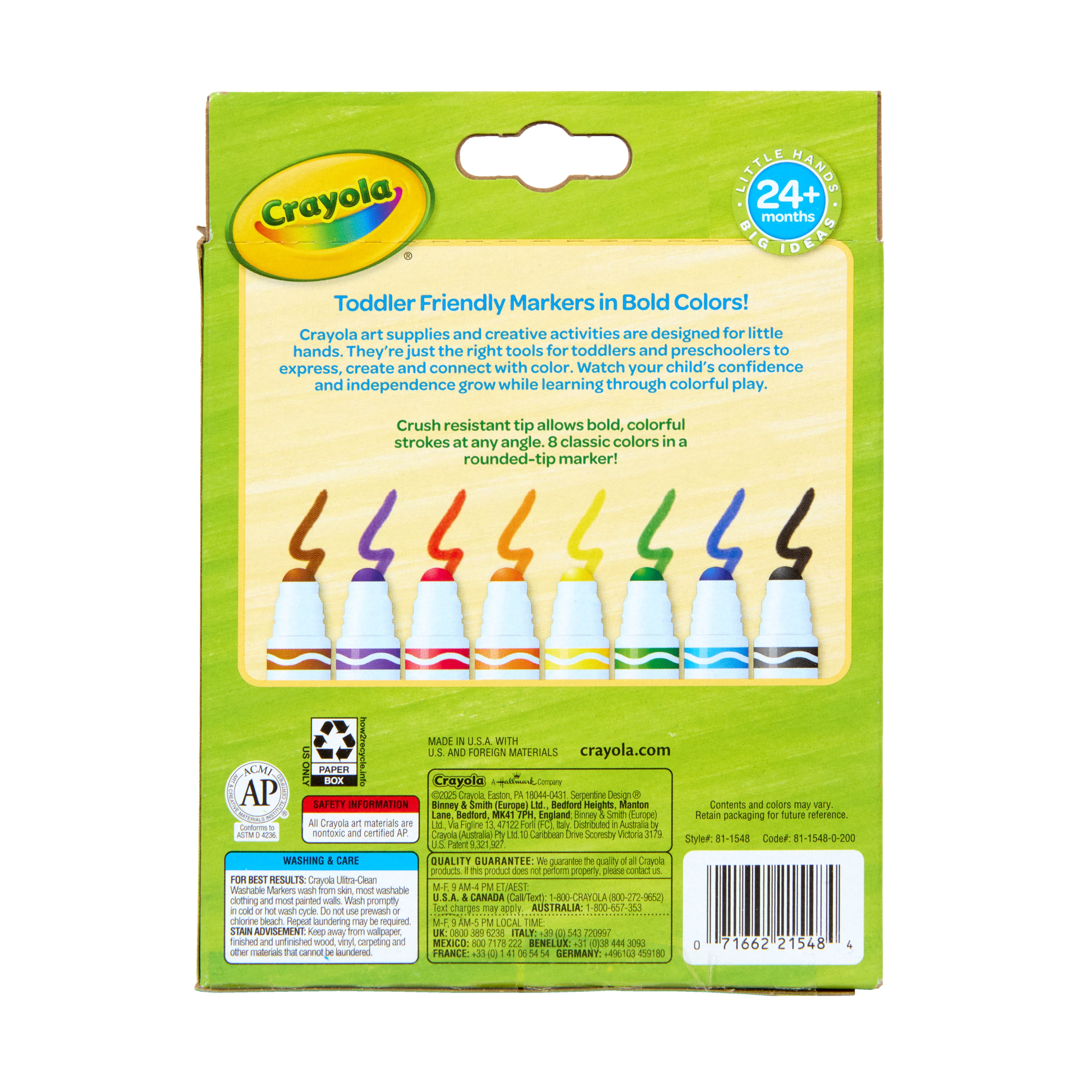 Crayola&#xAE; 8 Color Washable Toddler Markers