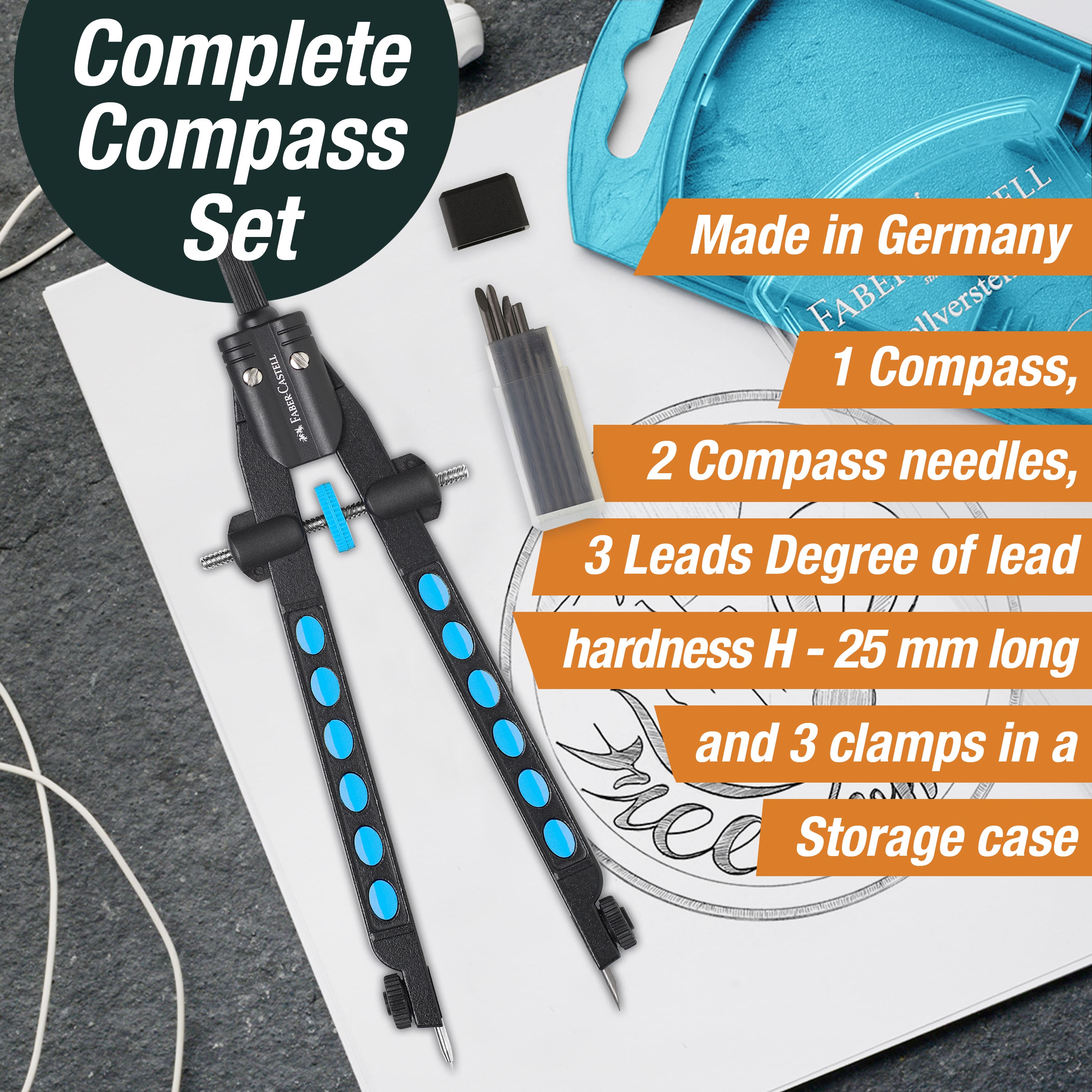 Faber-Castell&#xAE; Pearl Blue Quickset Compass