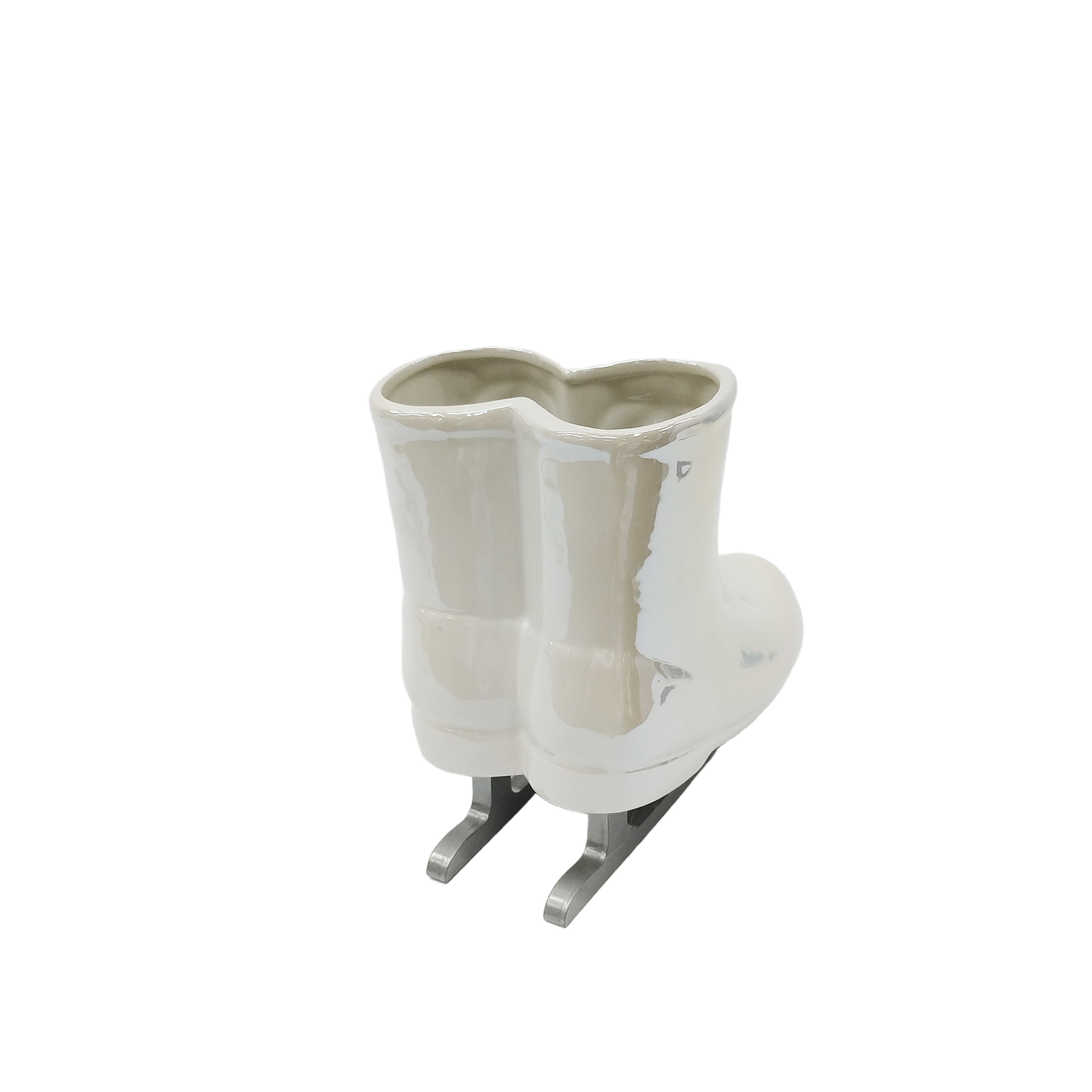 8&#x22; Iridescent White Ice Skates Ceramic Tabletop D&#xE9;cor by Ashland&#xAE;