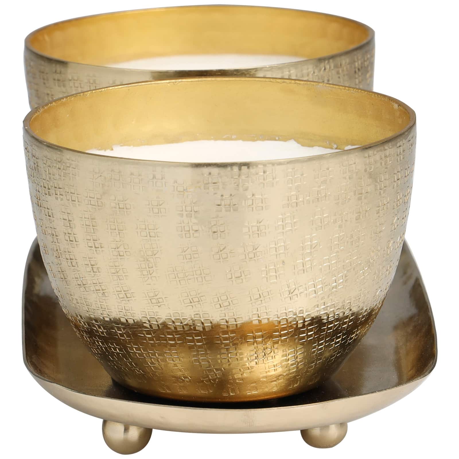 10oz. Roses in Paradise Scented Candles in Gold Bowls with Tray