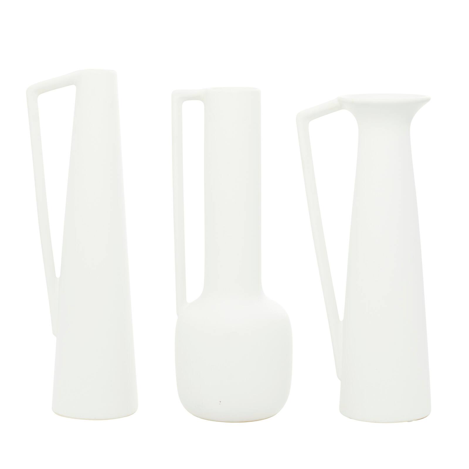 CosmoLiving by Cosmopolitan Set of 3 White Ceramic Modern Vase, 17", 16", 16"