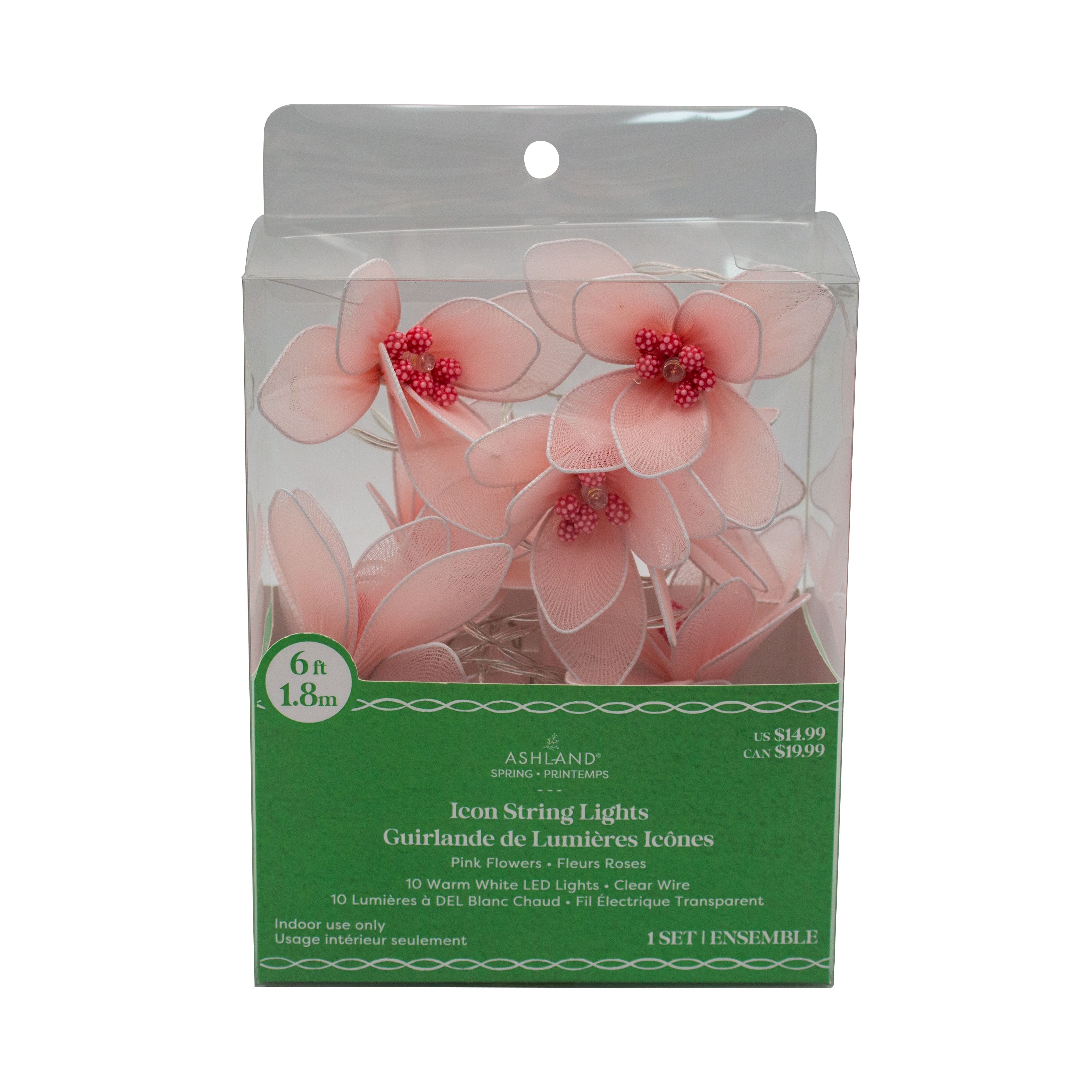 10ct. Pink Flower Icon Warm White LED String Lights by Ashland&#xAE;