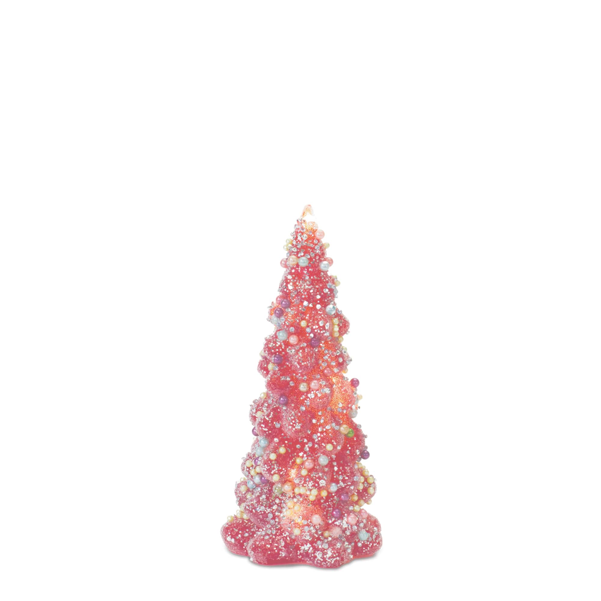 Glass LED Tree with Rainbow Pearl Ornaments Set