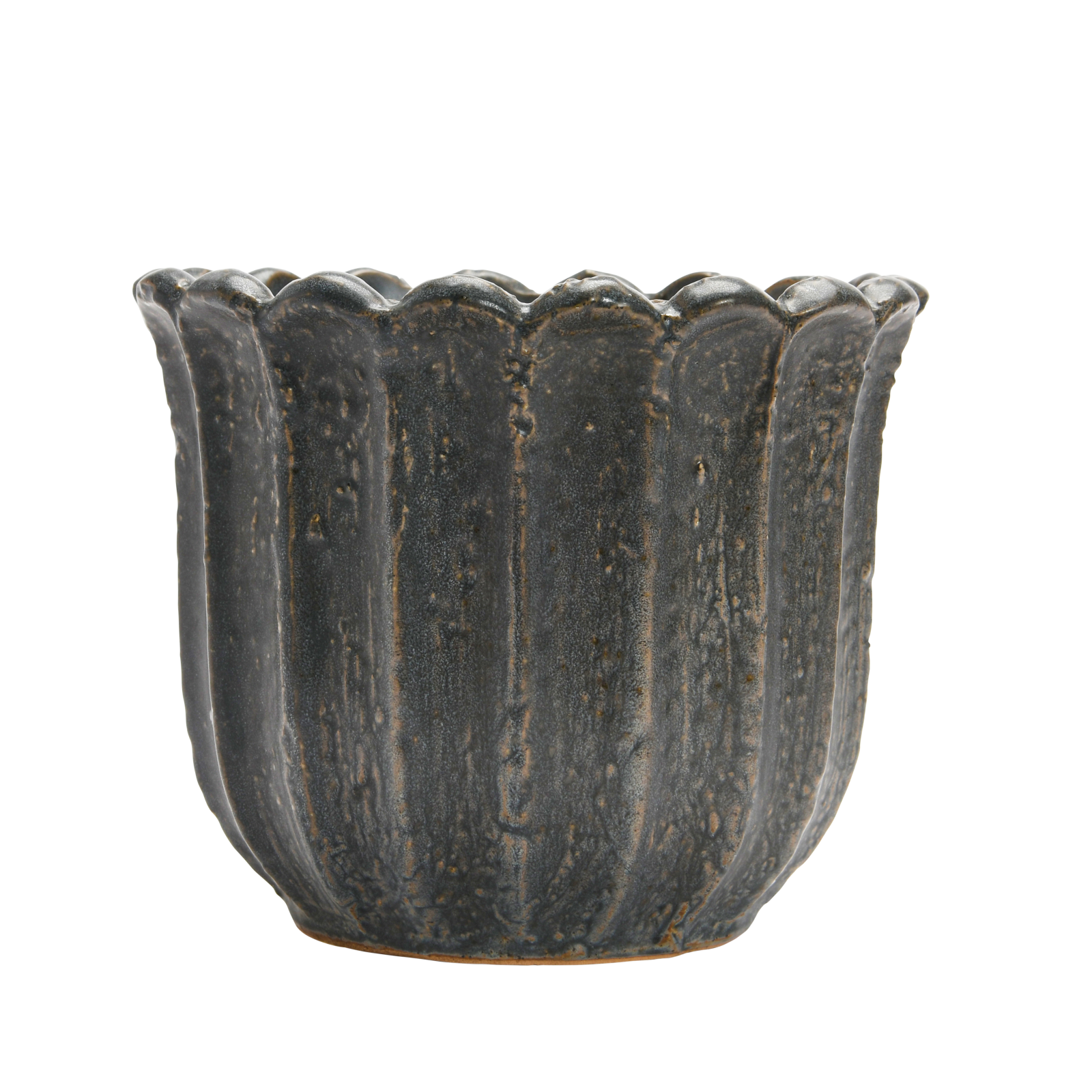 Hello Honey&#xAE; 6&#x22; Matte Black Reactive Glaze Flower Stoneware Planter