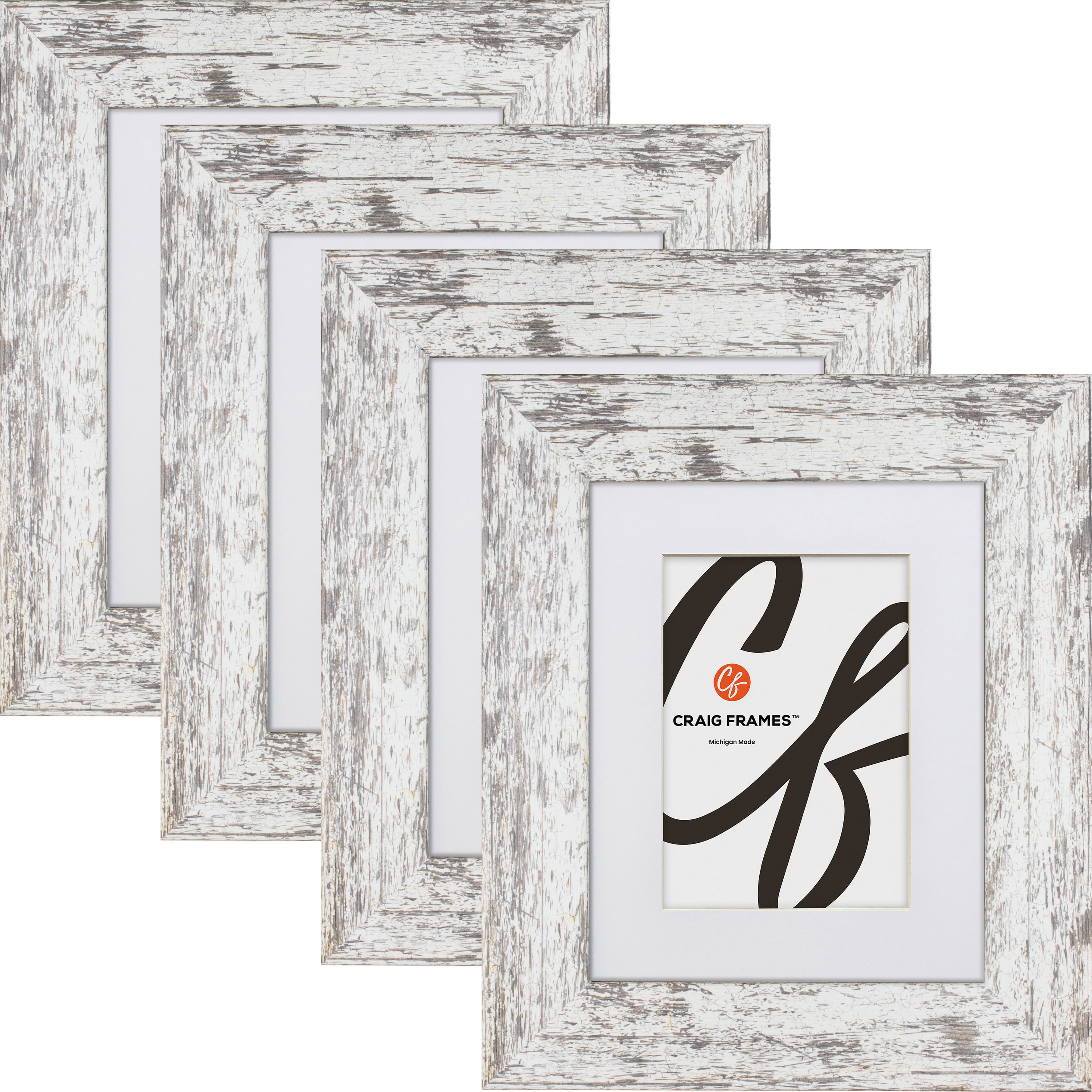 4 Pack American Barn Alabaster White Picture Frame with Mat by Craig Frames