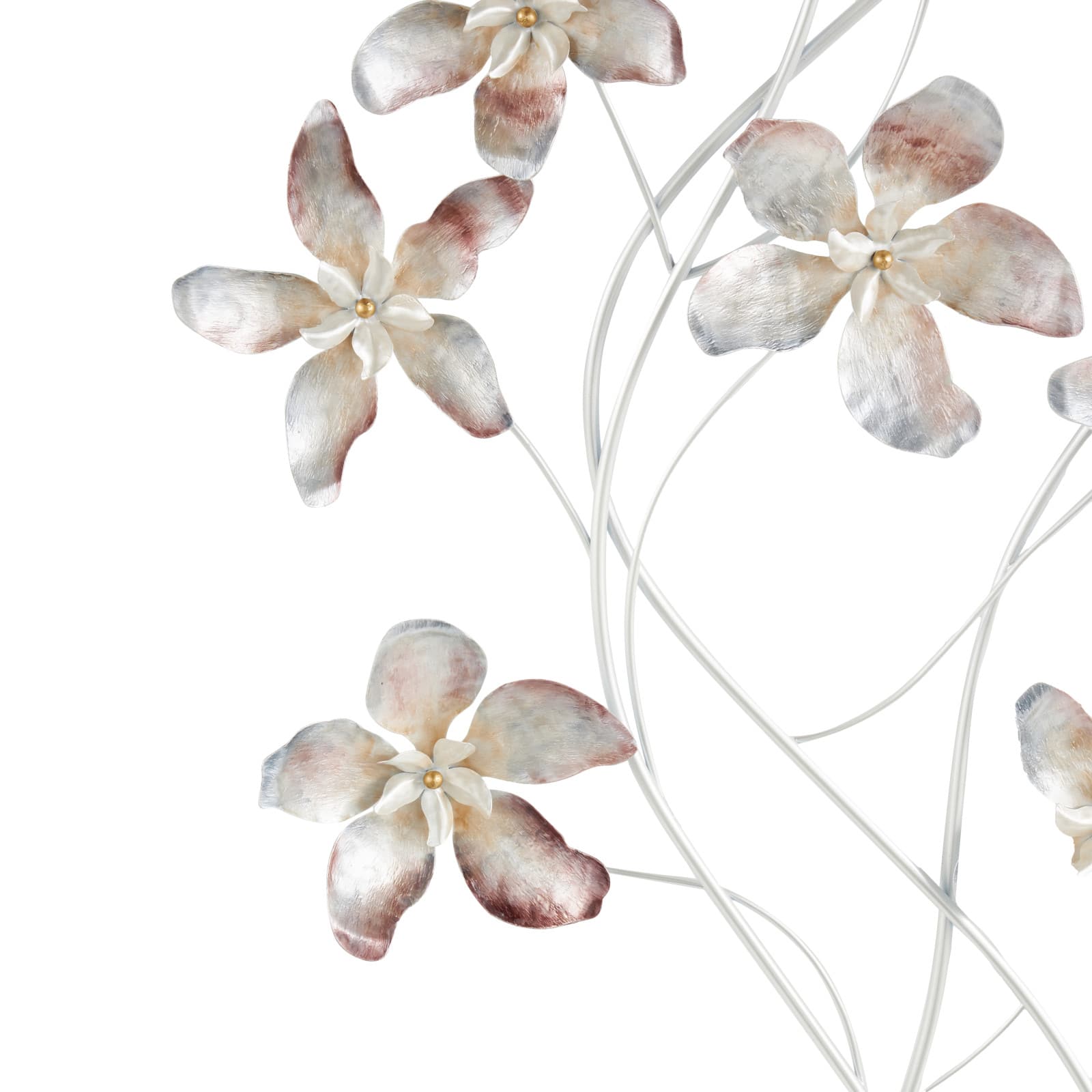 39" x 21" Multicolored Metal Floral Wall Décor with Silver Stems