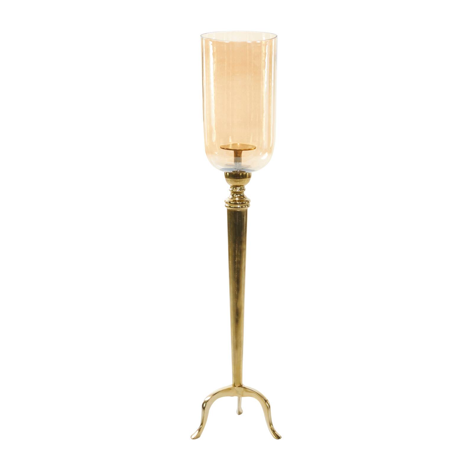 38" Gold Aluminum & Glass Traditional Candlestick Holder