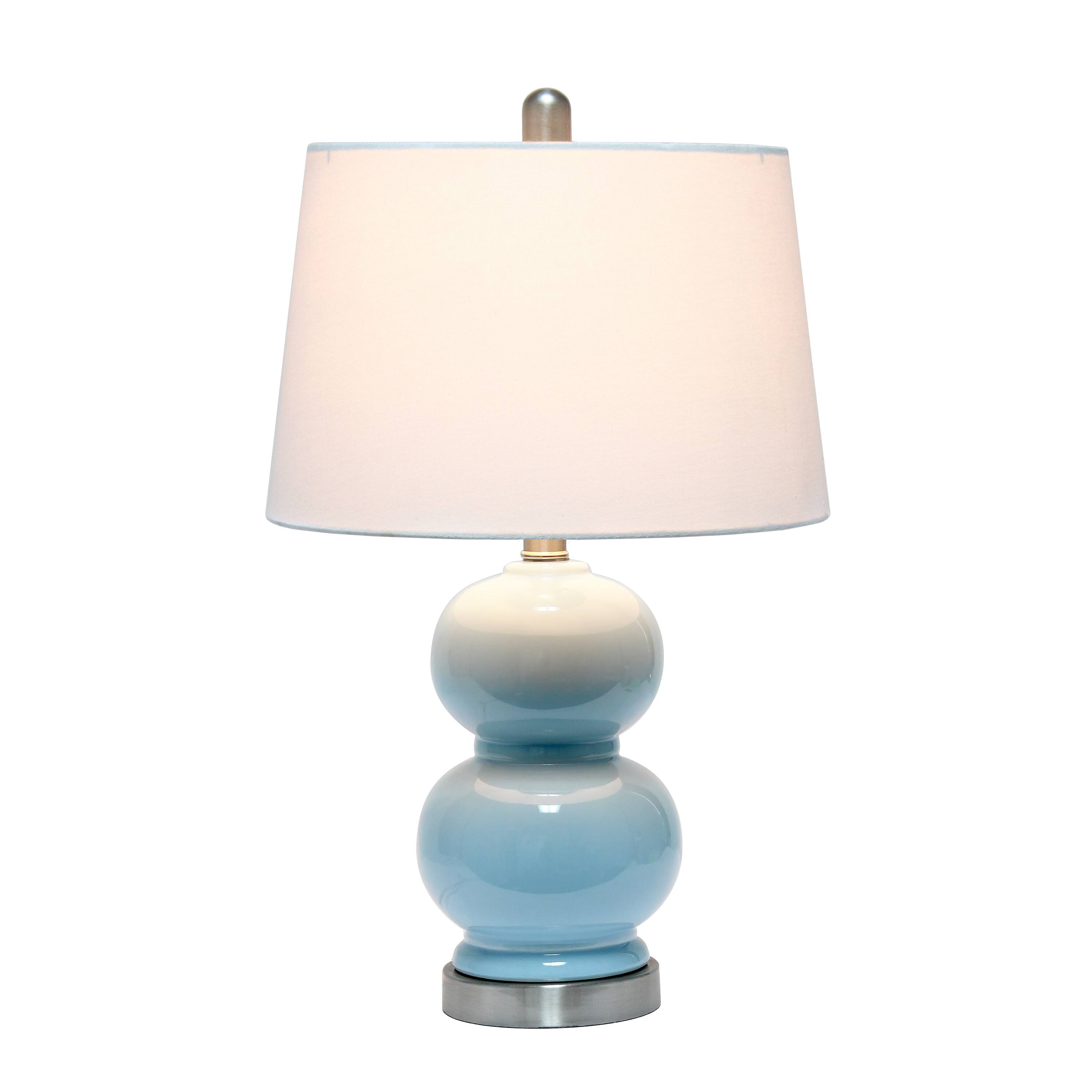 Lalia Home 21&#x22; Light Blue Dual Orb Table Lamp with Fabric Shade