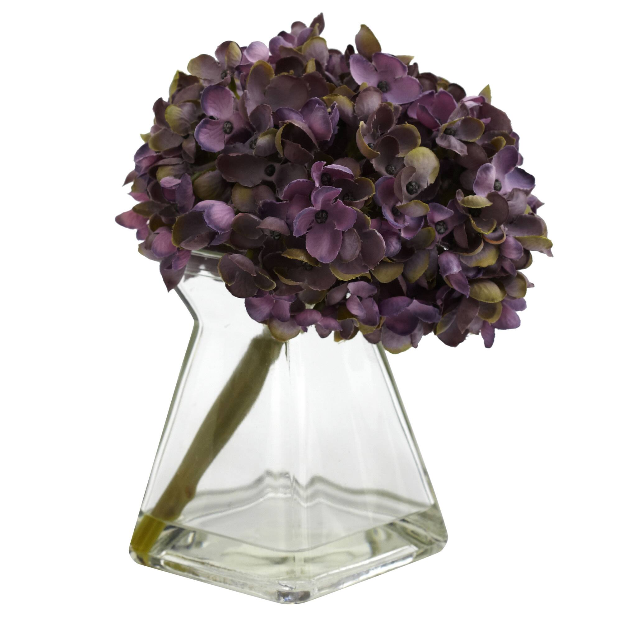 Green, Purple & White Hydrangea with Vase, 3ct.