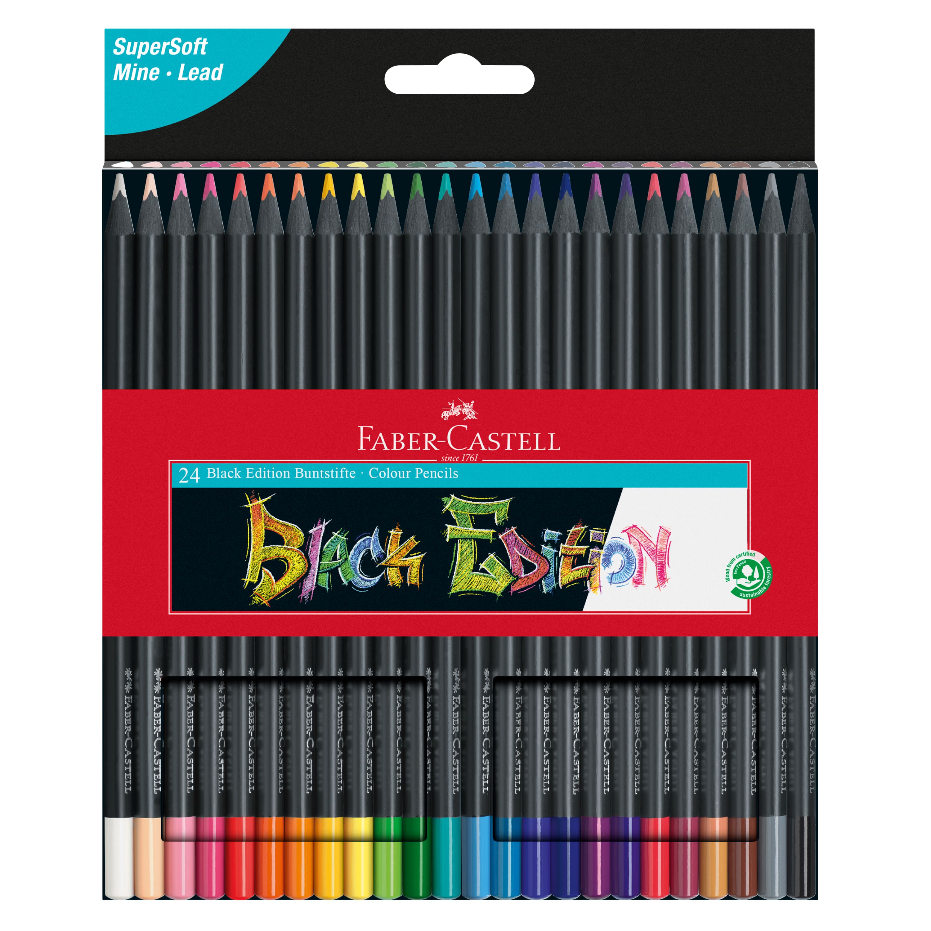 Faber-Castell® 24 Colour Black Edition Coloured Pencils