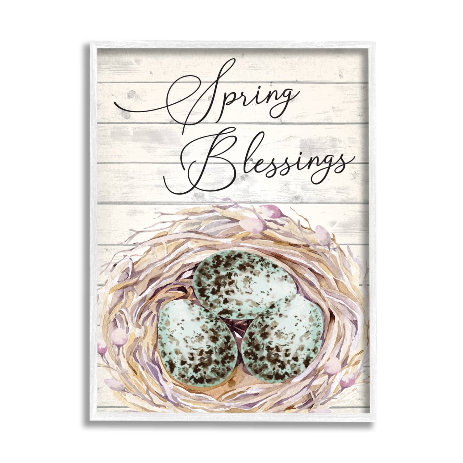 Stupell Industries Spring Blessings Bird Nest Nature Framed Giclee Art
