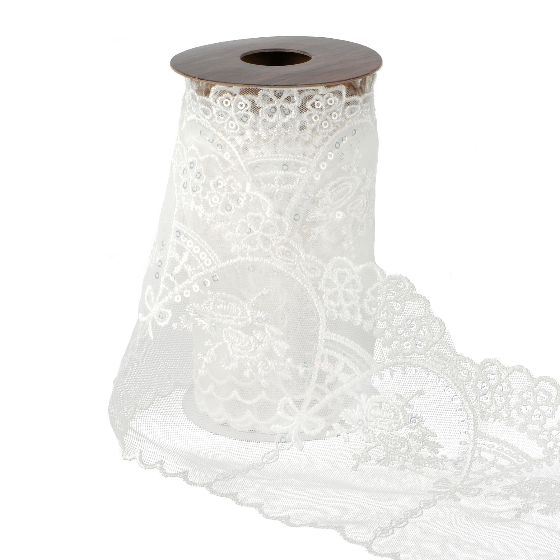 3.5&#x22; x 2yd. White Lace Ribbon by Ashland&#xAE; Gothic Bordeaux