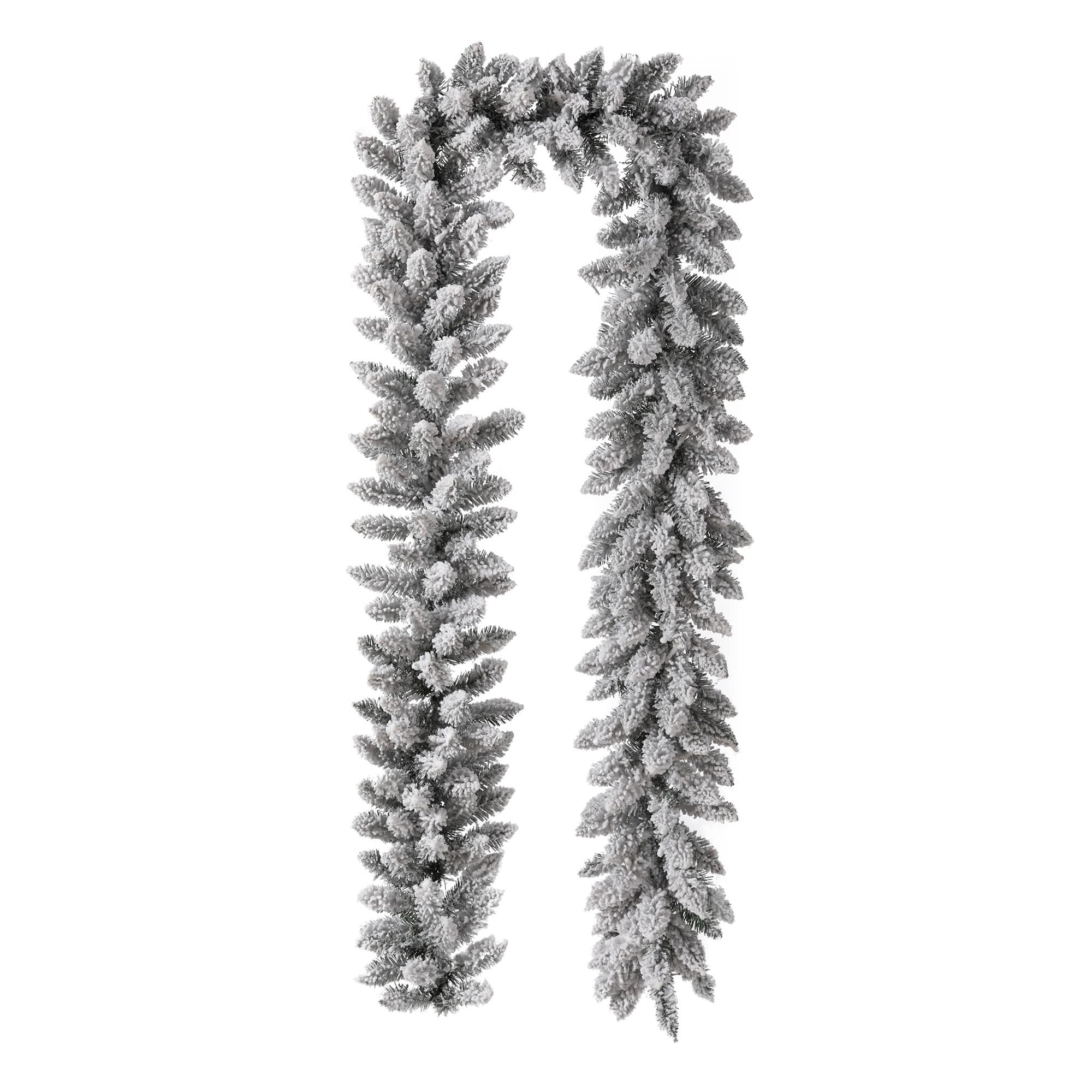 Glitzhome&#xAE; 9ft. LED Snow Flocked Christmas Garland