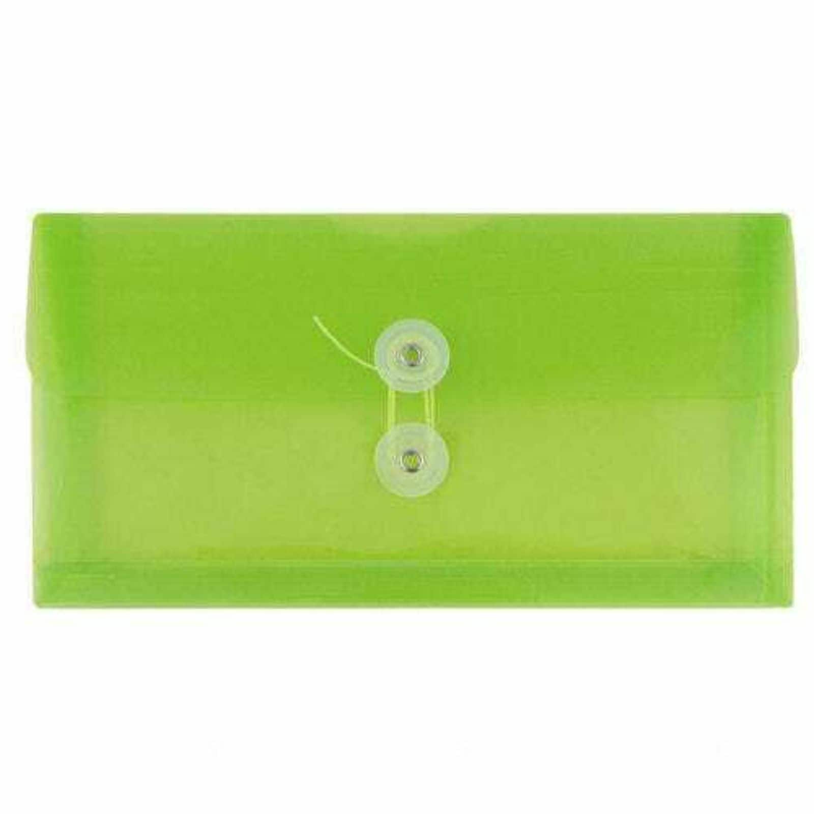 JAM Paper 5.25&#x22; x 10&#x22; Lime Green Plastic Booklet Envelopes, 24ct.