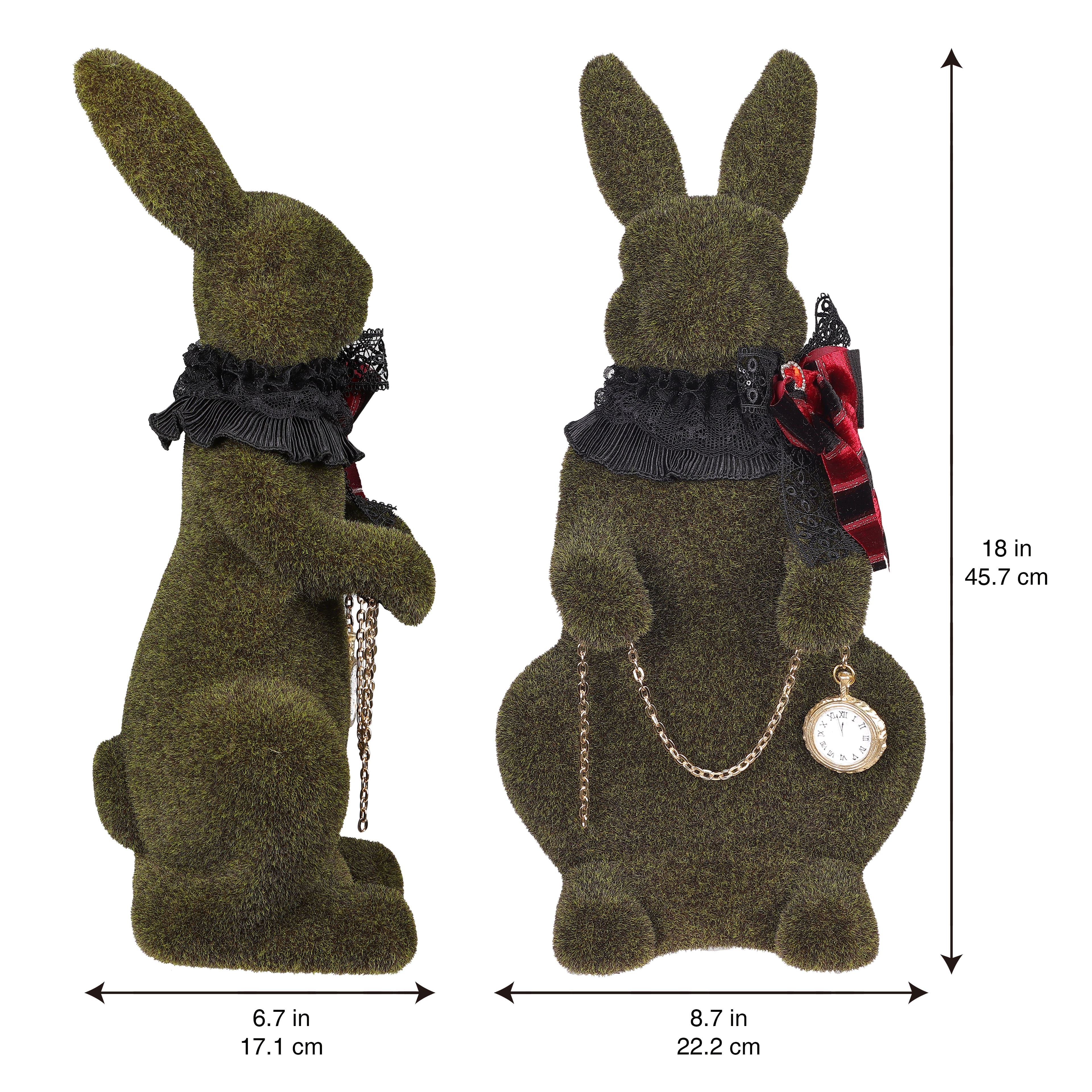 18&#x22; Faux Grass Tabletop Bunny with Scarf &#x26; Pocket Watch by Ashland&#xAE;