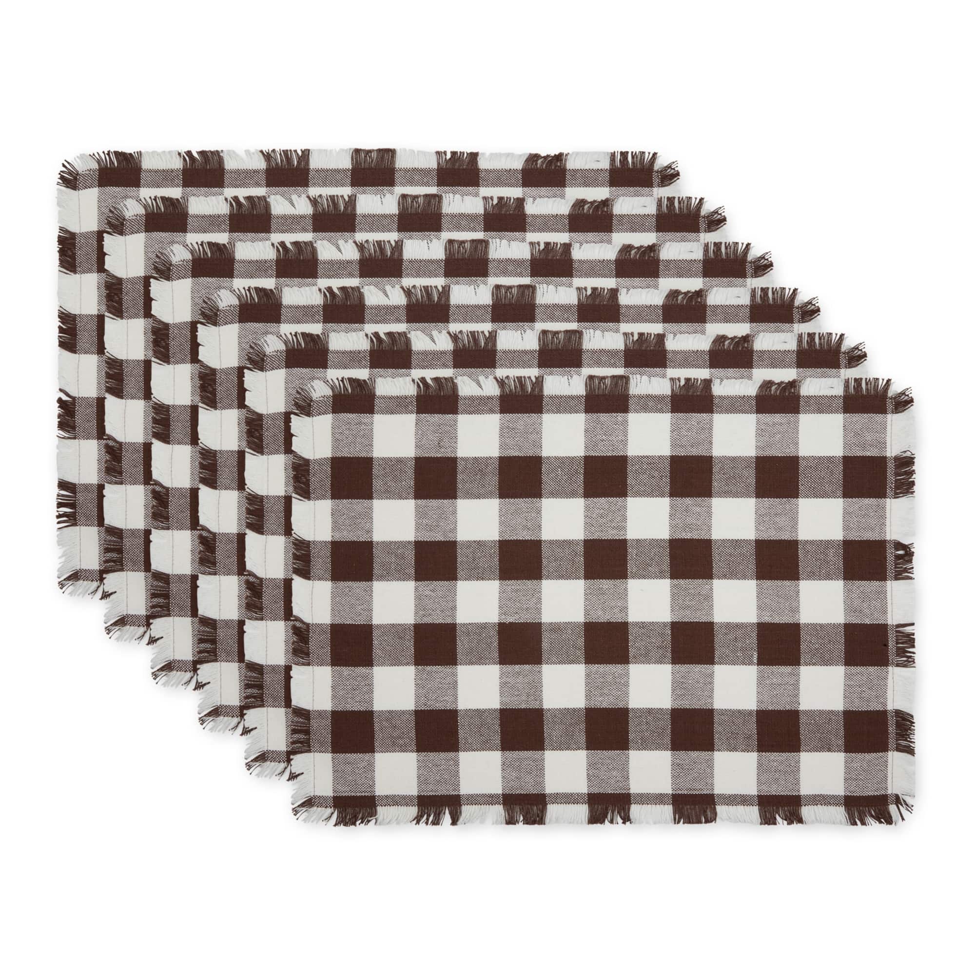 DII® Heavyweight Check Fringed Cotton Placemats, 6ct.