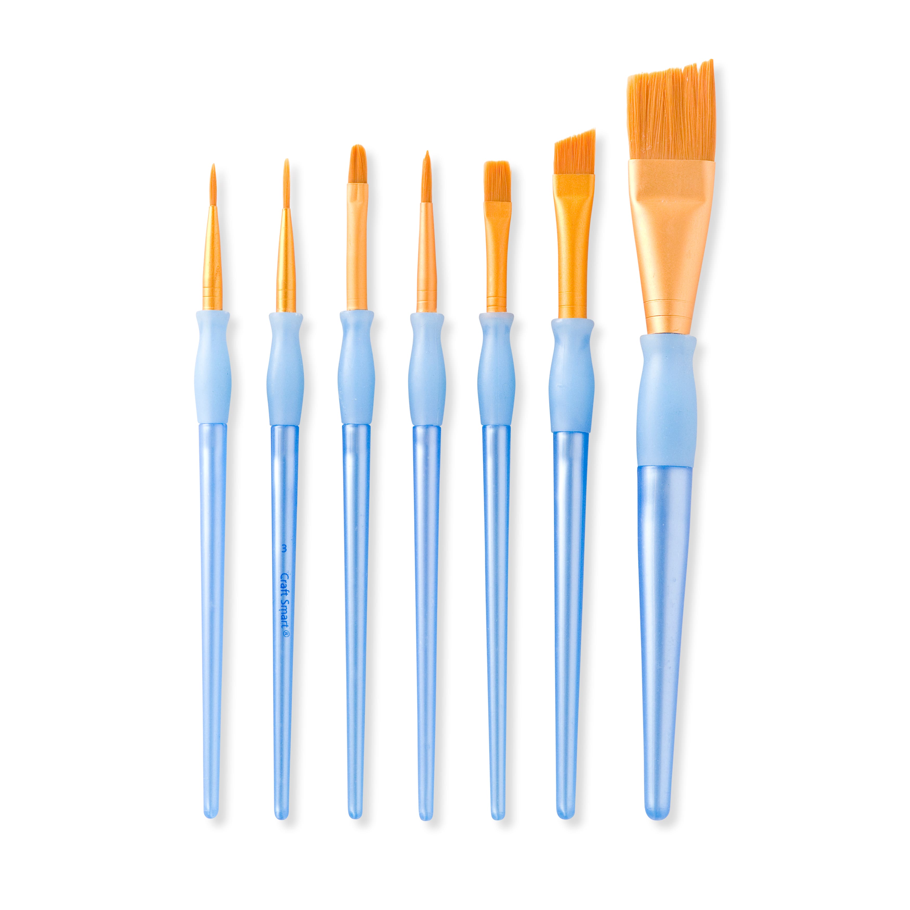 Angular Paint Brush Set - Golden synthetic brushes 7pc
