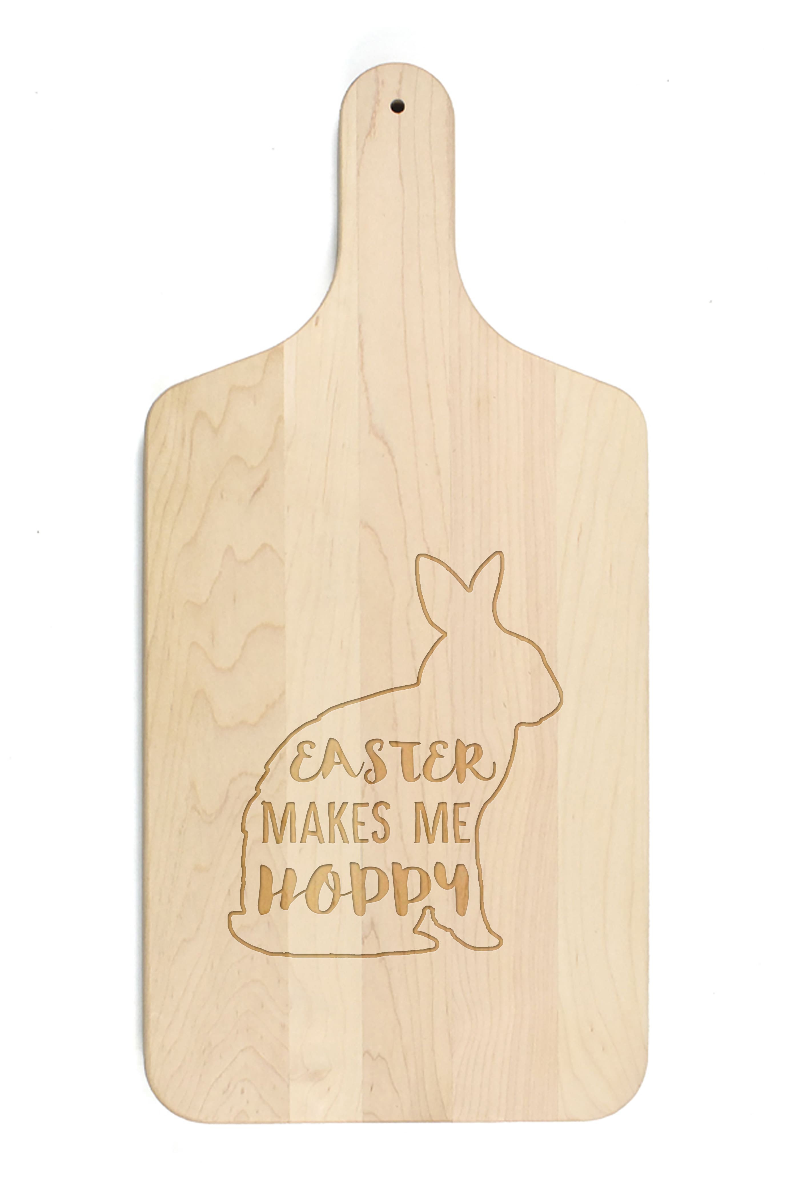 Easter Makes Me Hoppy 8&#x22; x 17&#x22; Maple Paddle Cutting Board