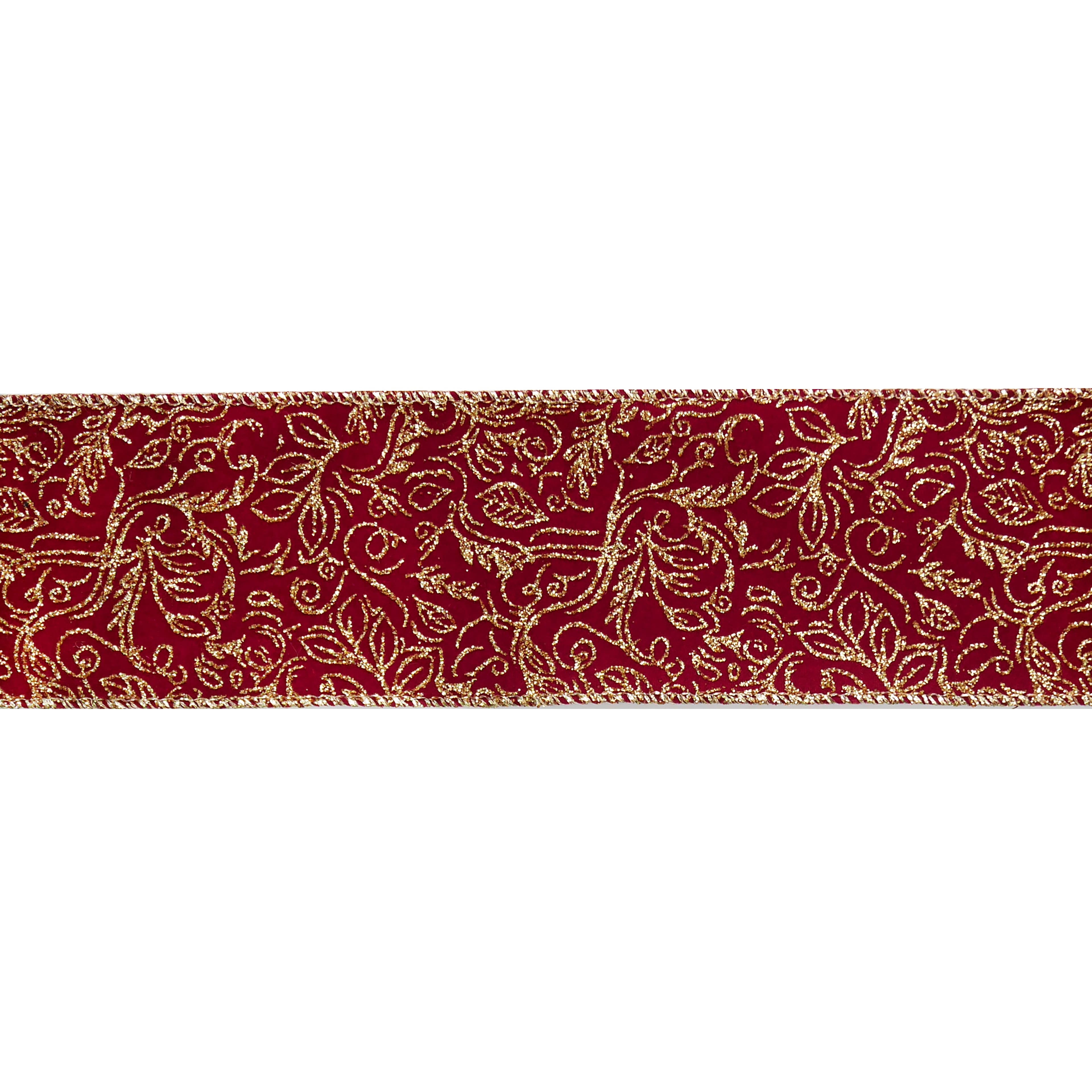 2.5&#x22; x 20ft. Burgundy &#x26; Gold Scroll Wired Ribbon by Celebrate It&#xAE;