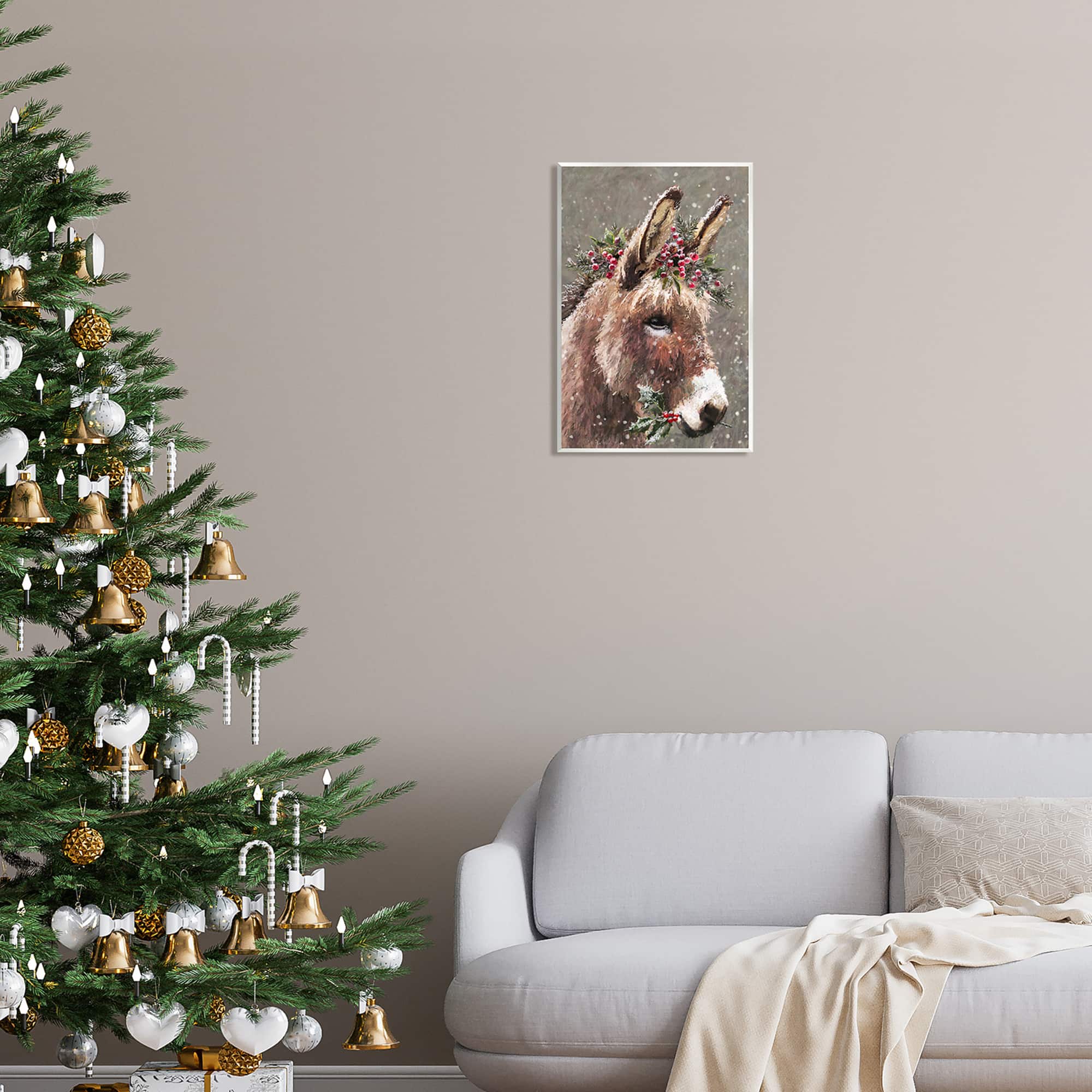 Stupell Industries Winter Donkey Snow Falling Wall Plaque Art