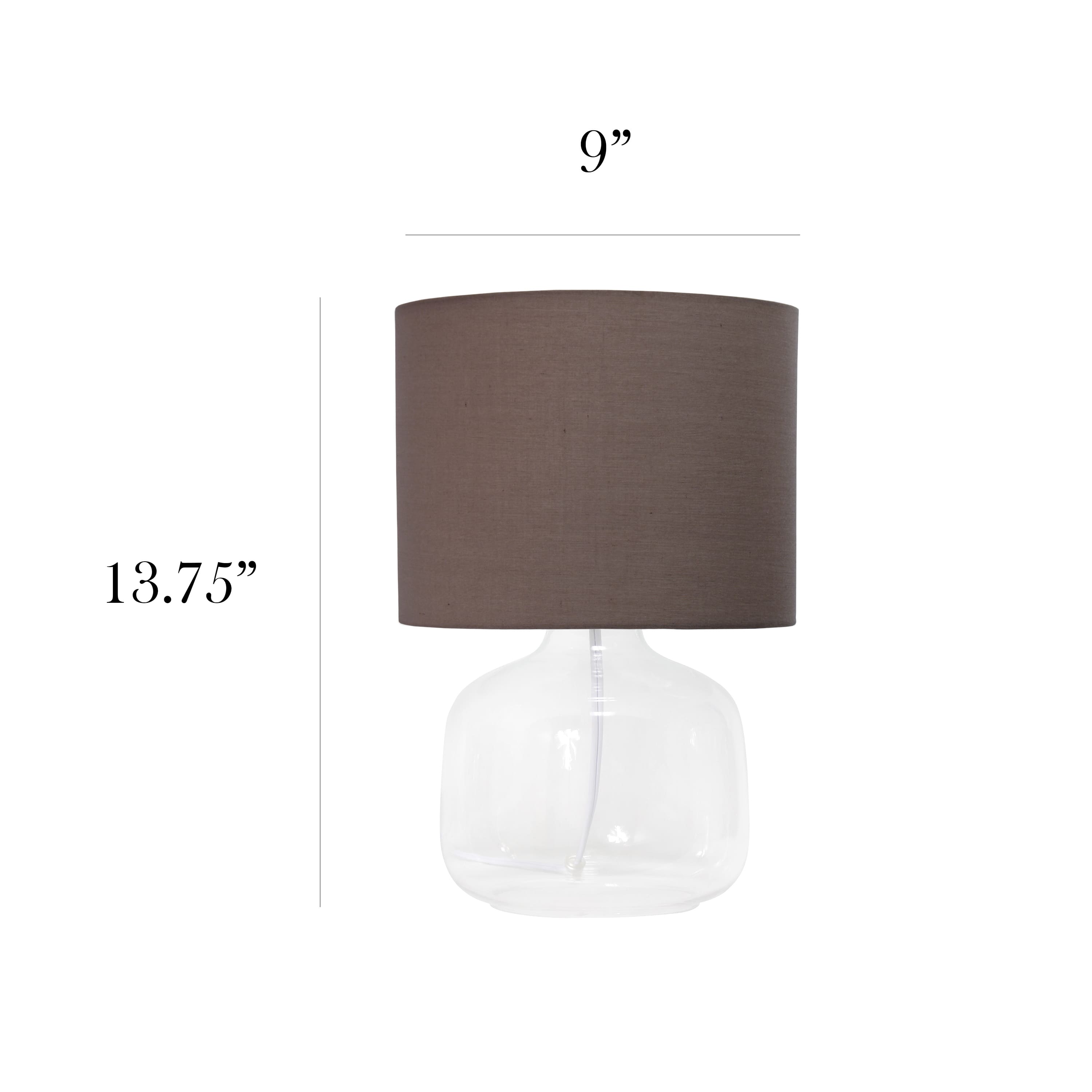 Simple Designs 14&#x22; Glass Table Lamp with Gray Fabric Shade