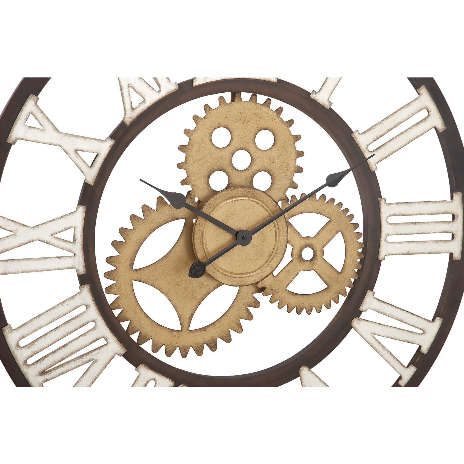 Brown Industrial Metal Round Wall Clock