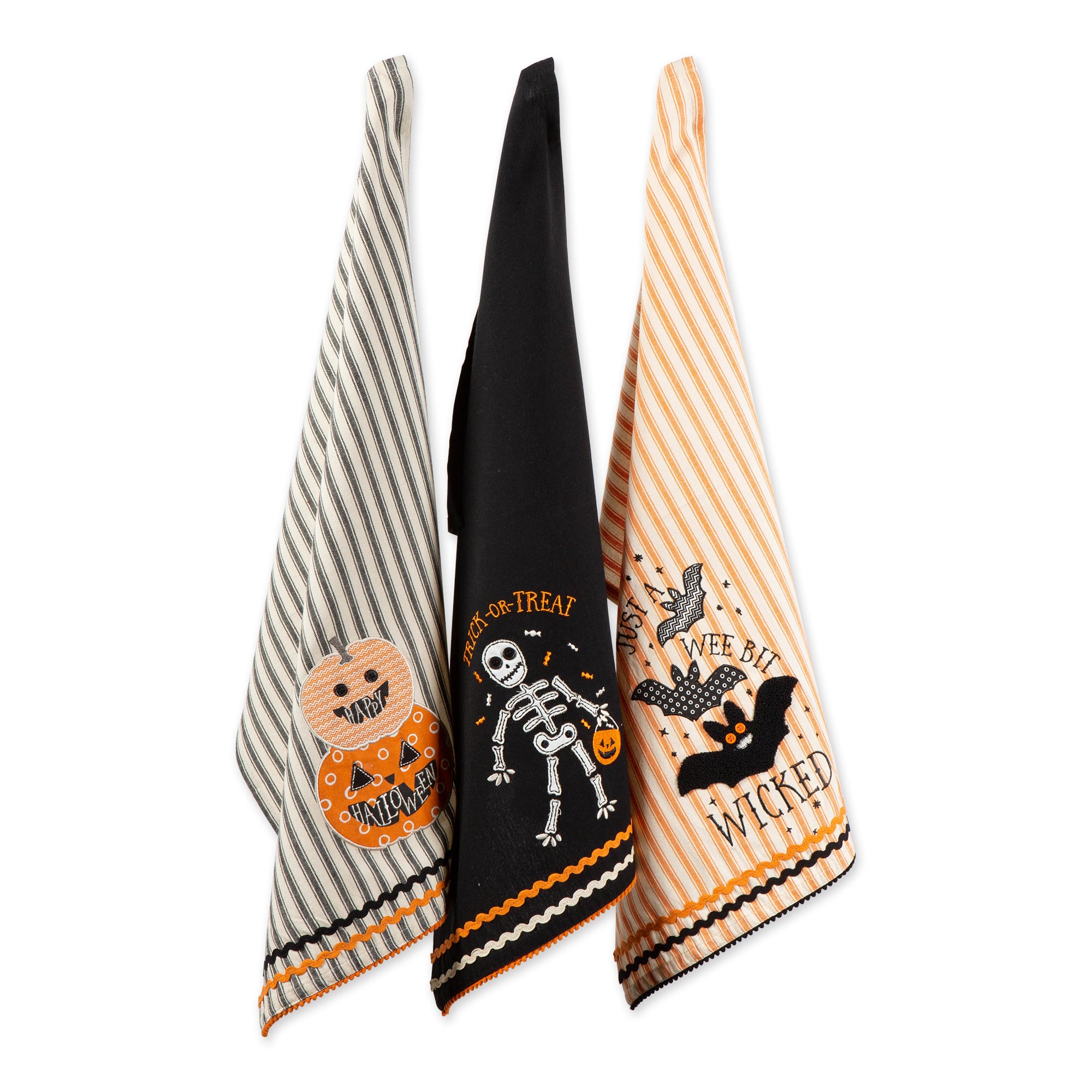 DII&#xAE; Embellished Halloween Happy Haunting Wicked Treats Dishtowels Set