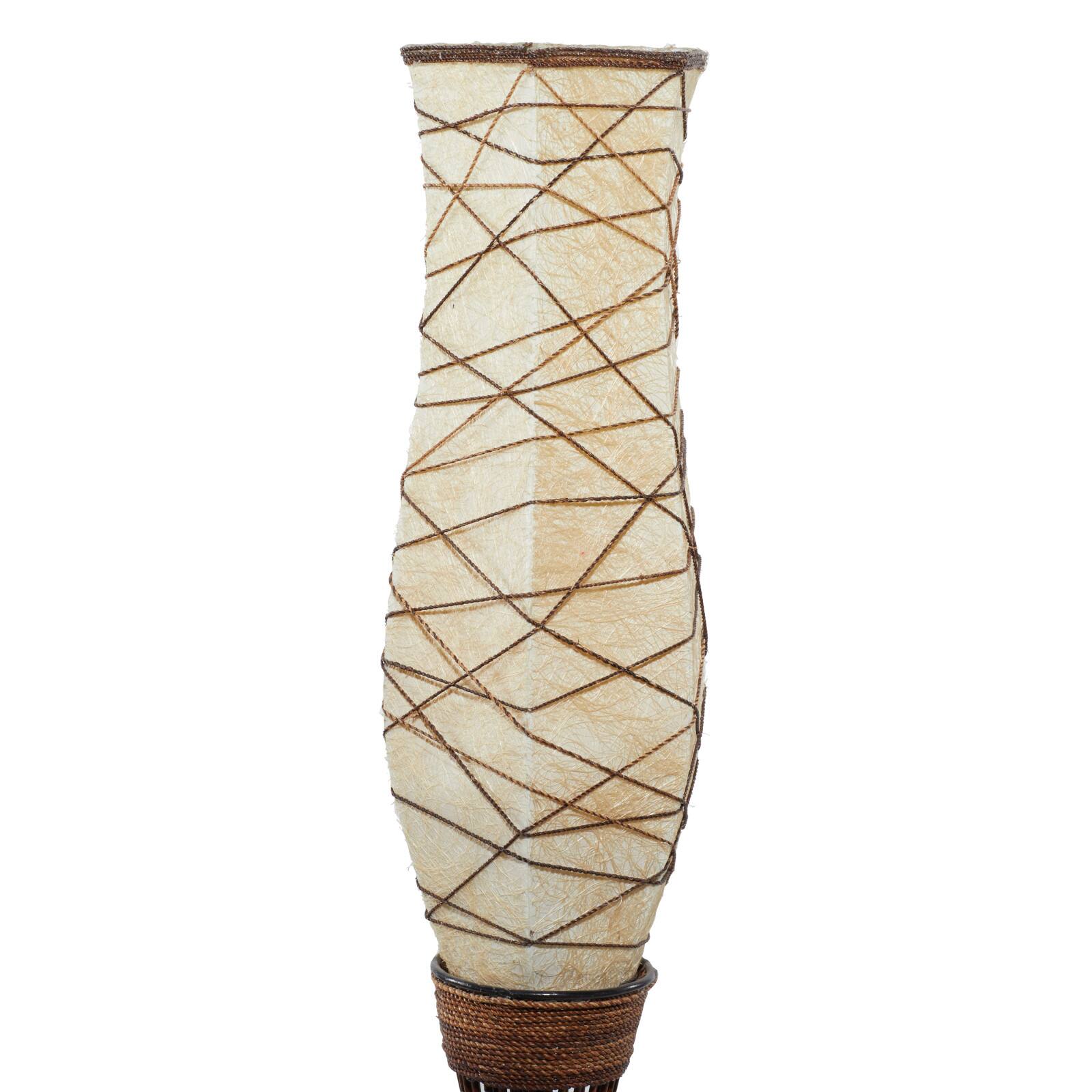 Brown Bamboo and Iron Traditional Floor Lamp, 59&#x22; x 10&#x22; x 10&#x22;