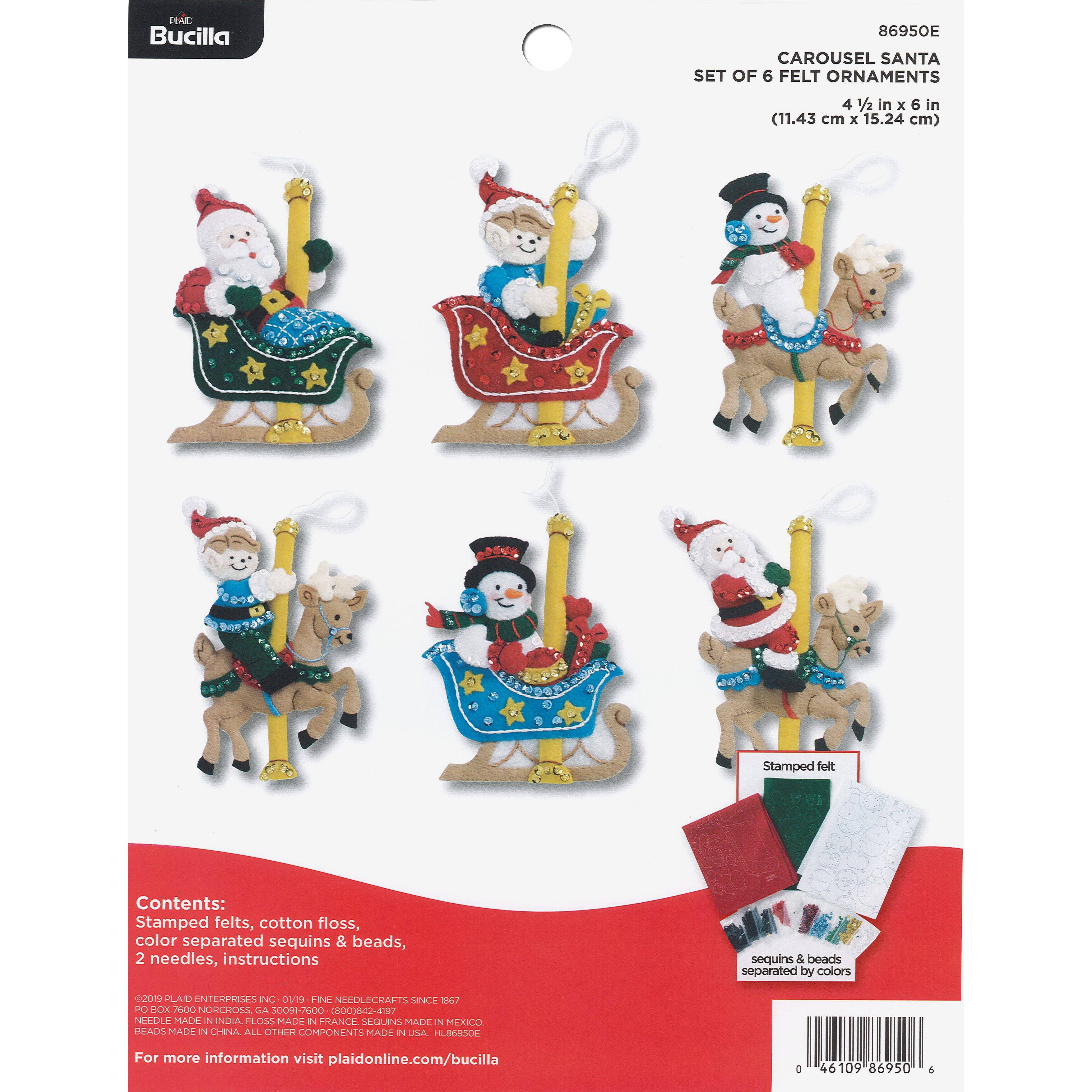 Bucilla Carousel Santa Felt Ornaments Kit Christmas Ornament Kits
