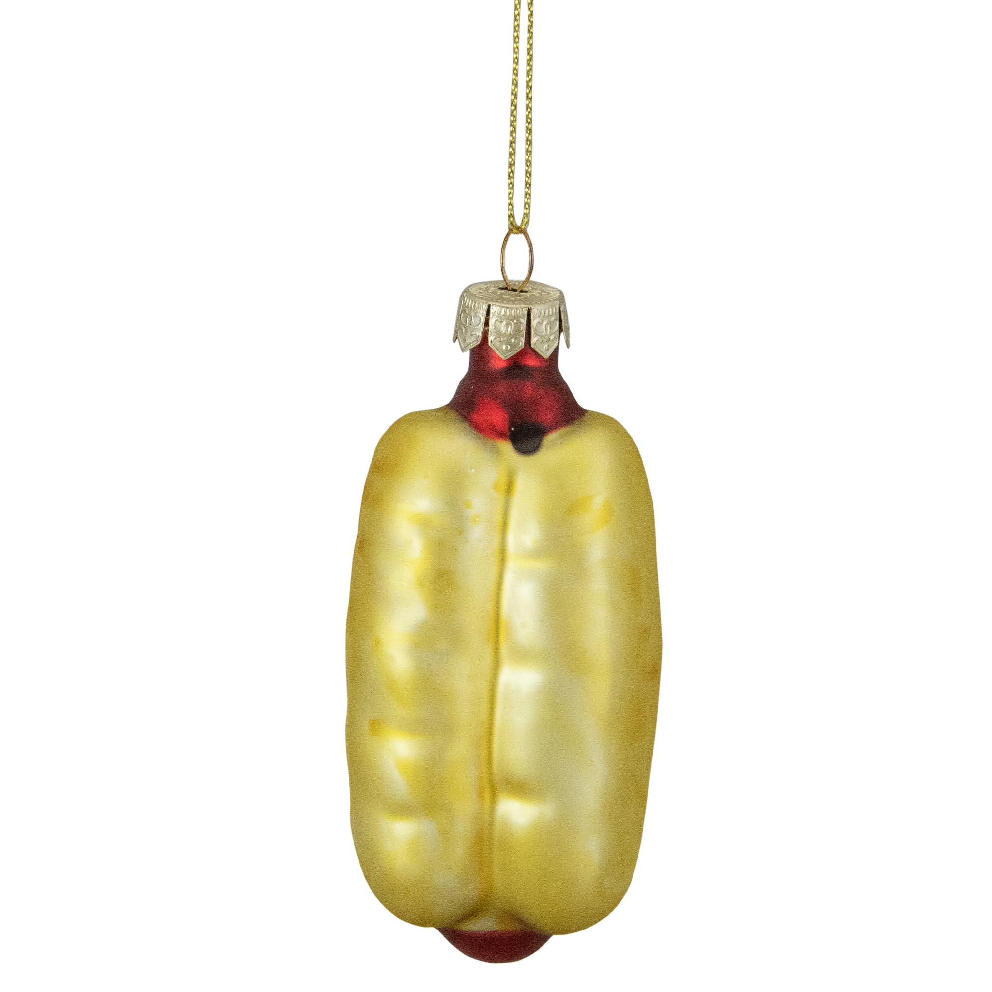 4&#x22; Hot Dog in a Bun Glass Ornament