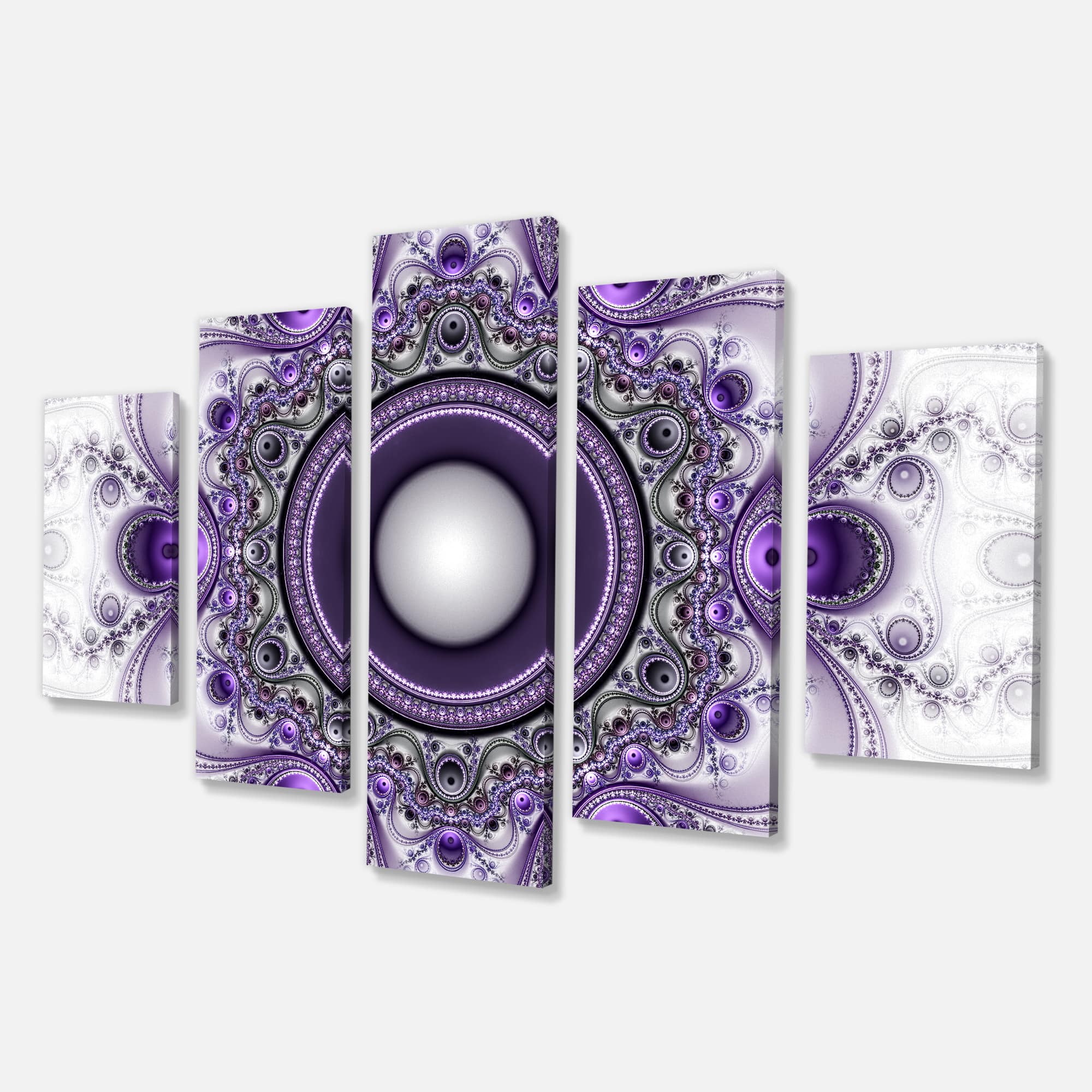 Designart - Purple Fractal Pattern with Circles - Contemporary Canvas Art Print