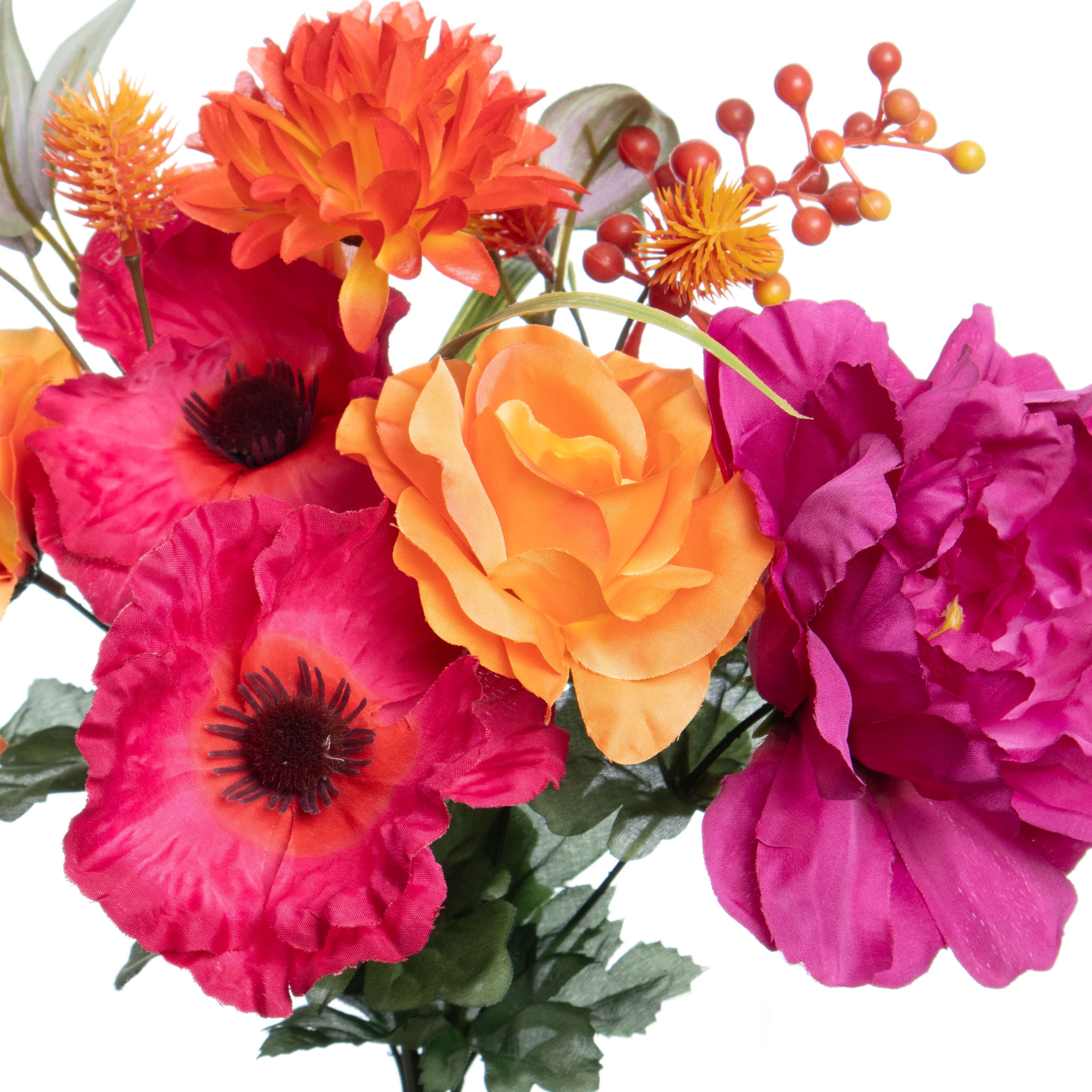 14" Pink & Coral Rose & Poppy Mix Mixed Bush by Ashland®