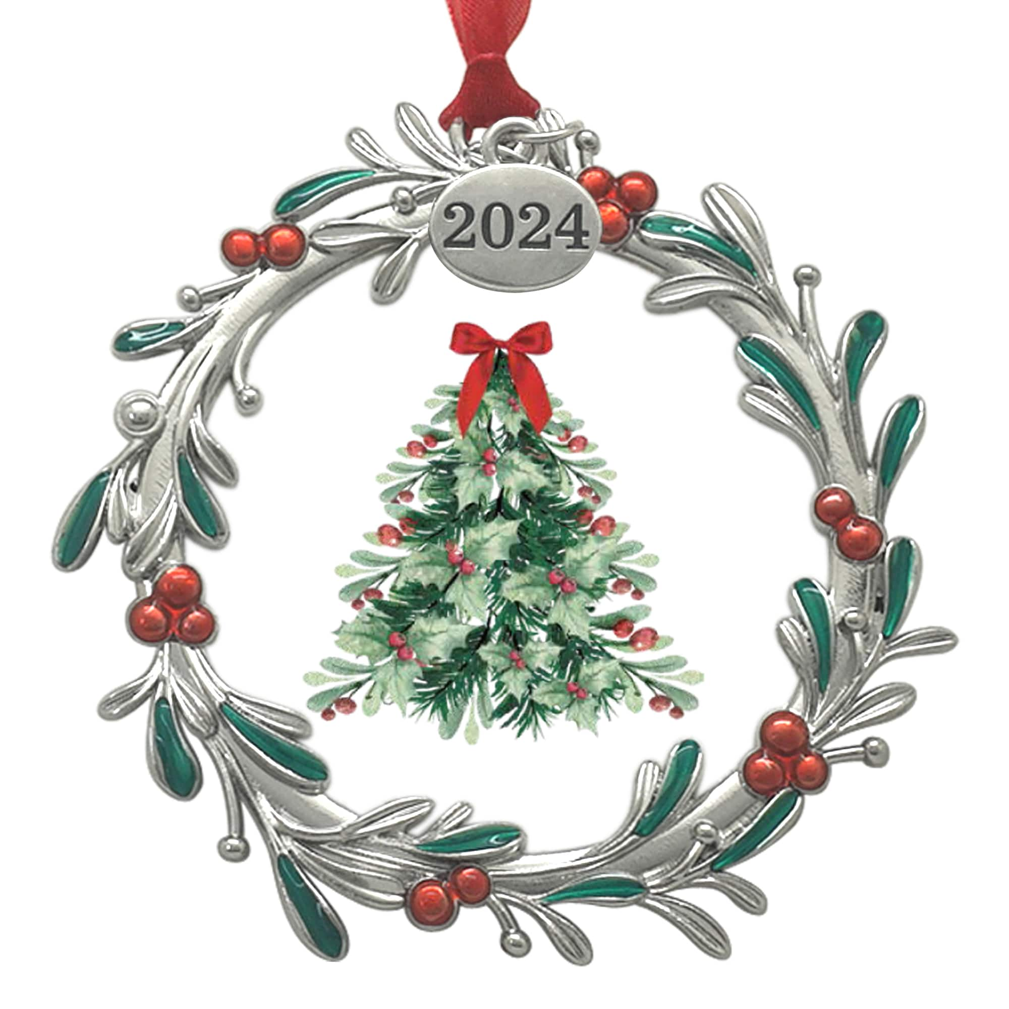 2.5&#x22; x 2.5&#x22; Round Mistletoe 2024 Ornament Frame by Studio D&#xE9;cor&#xAE;