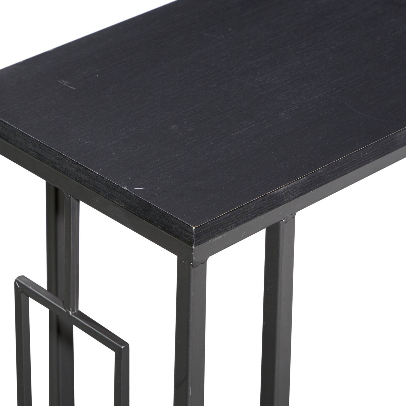 26" Gray Iron & Wood Contemporary Accent Table