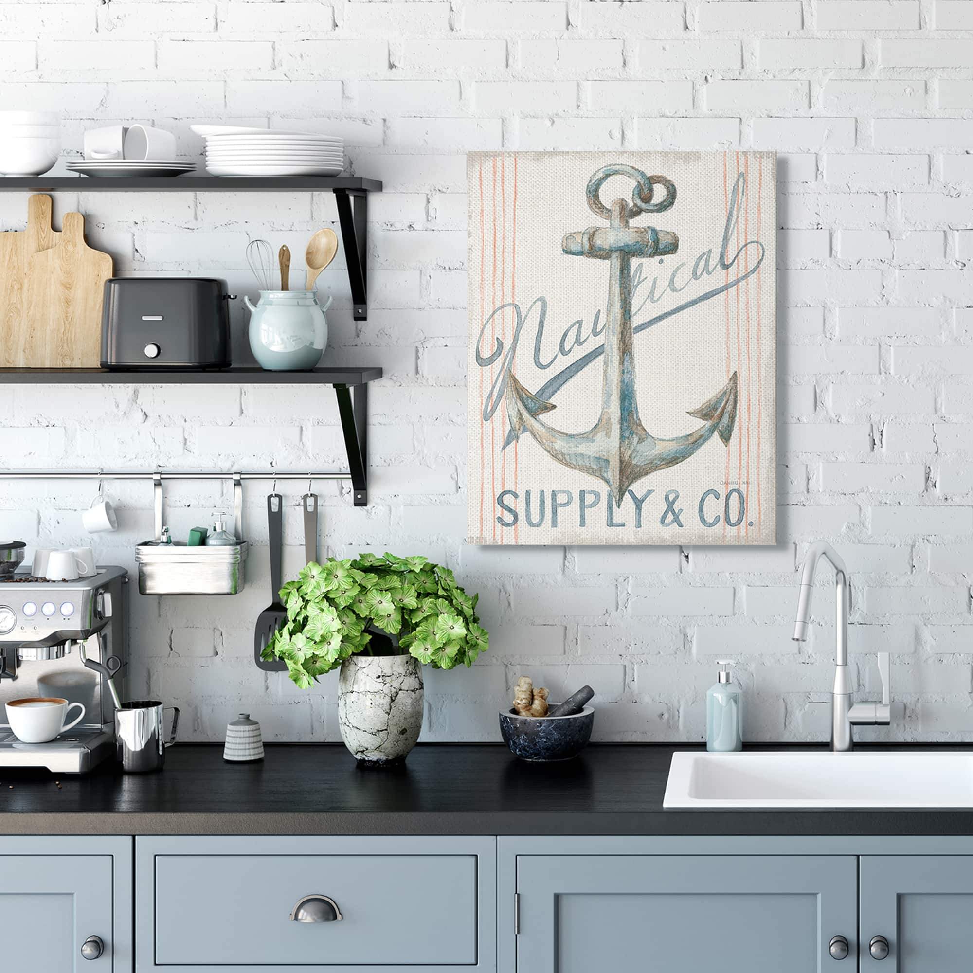Stupell Industries Watercolor Boat Anchor Sign Canvas Wall Art