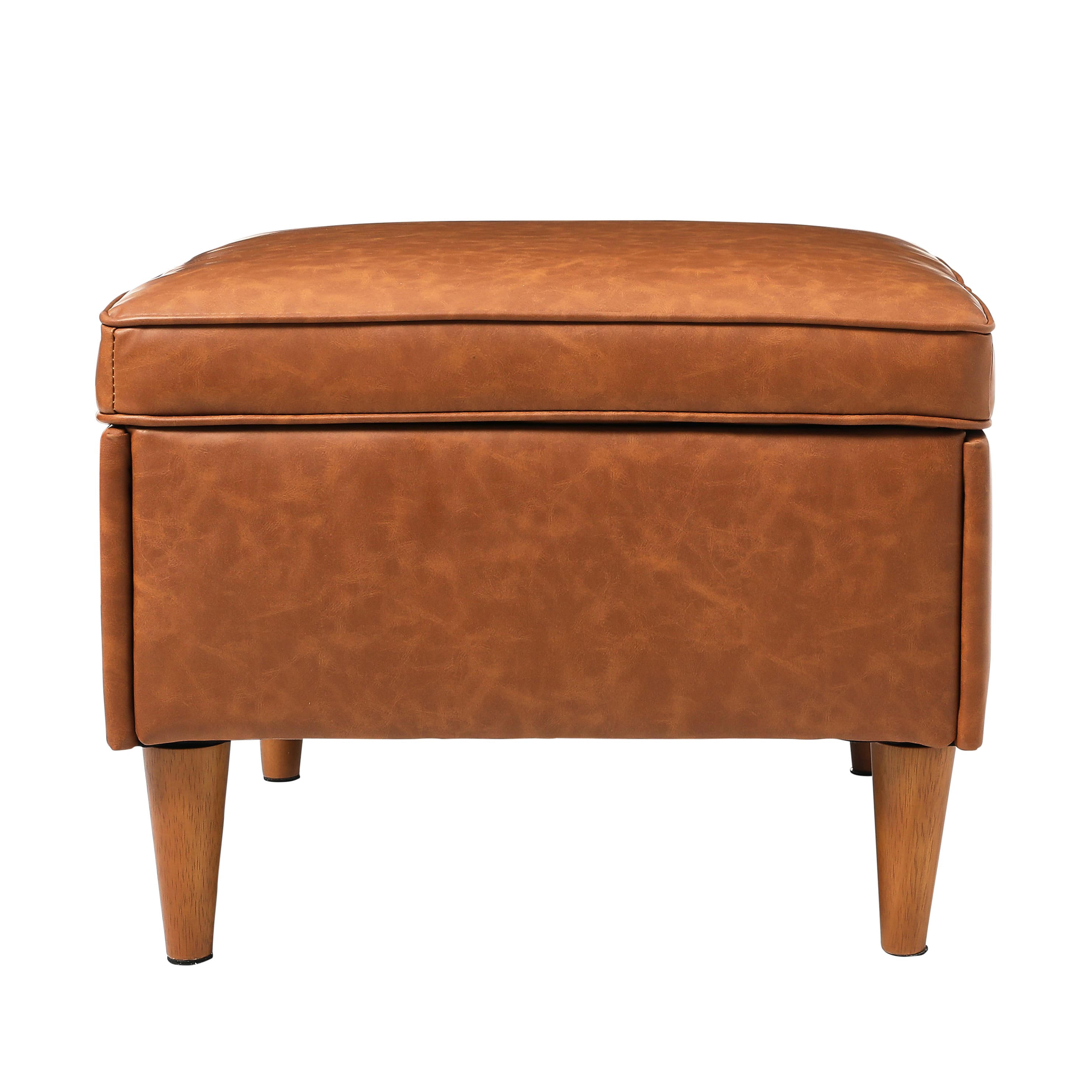Hello Honey&#xAE; Cognac Vegan Leather Ottoman with Storage