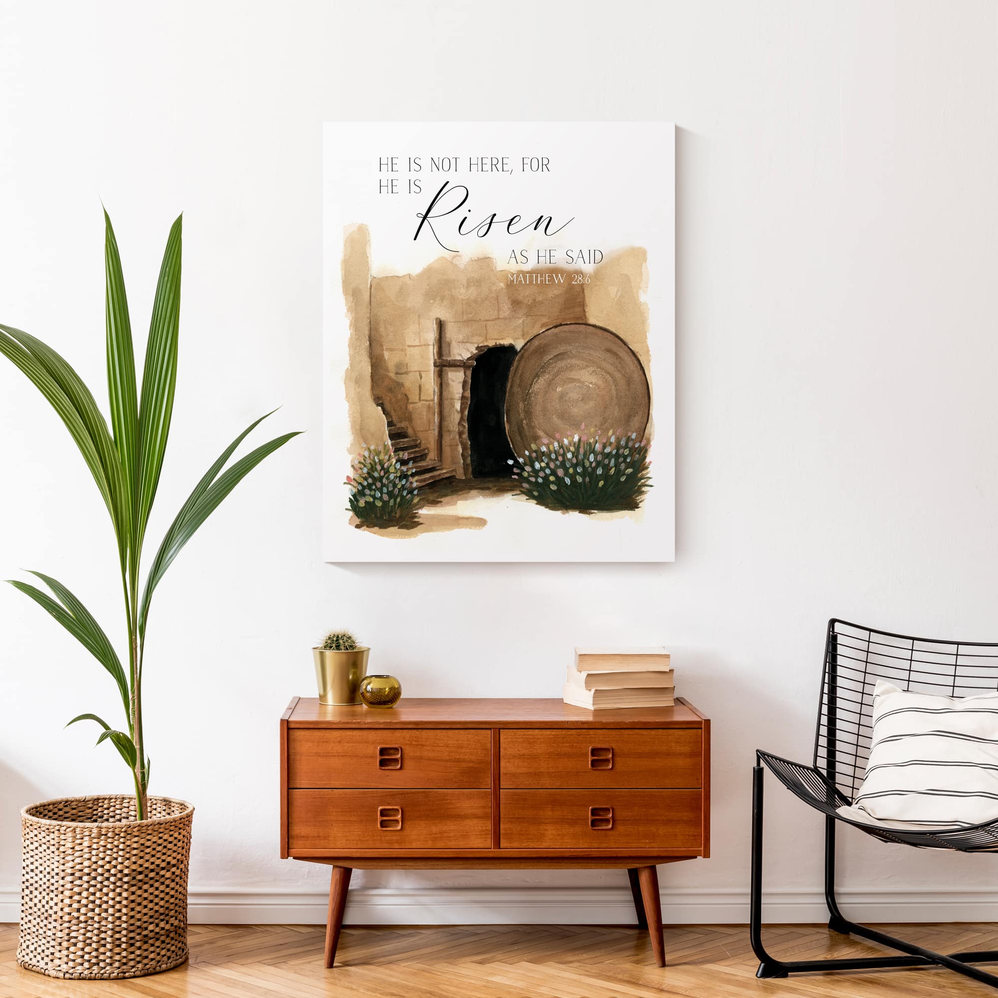 He is Risen Tomb Canvas Wall Art