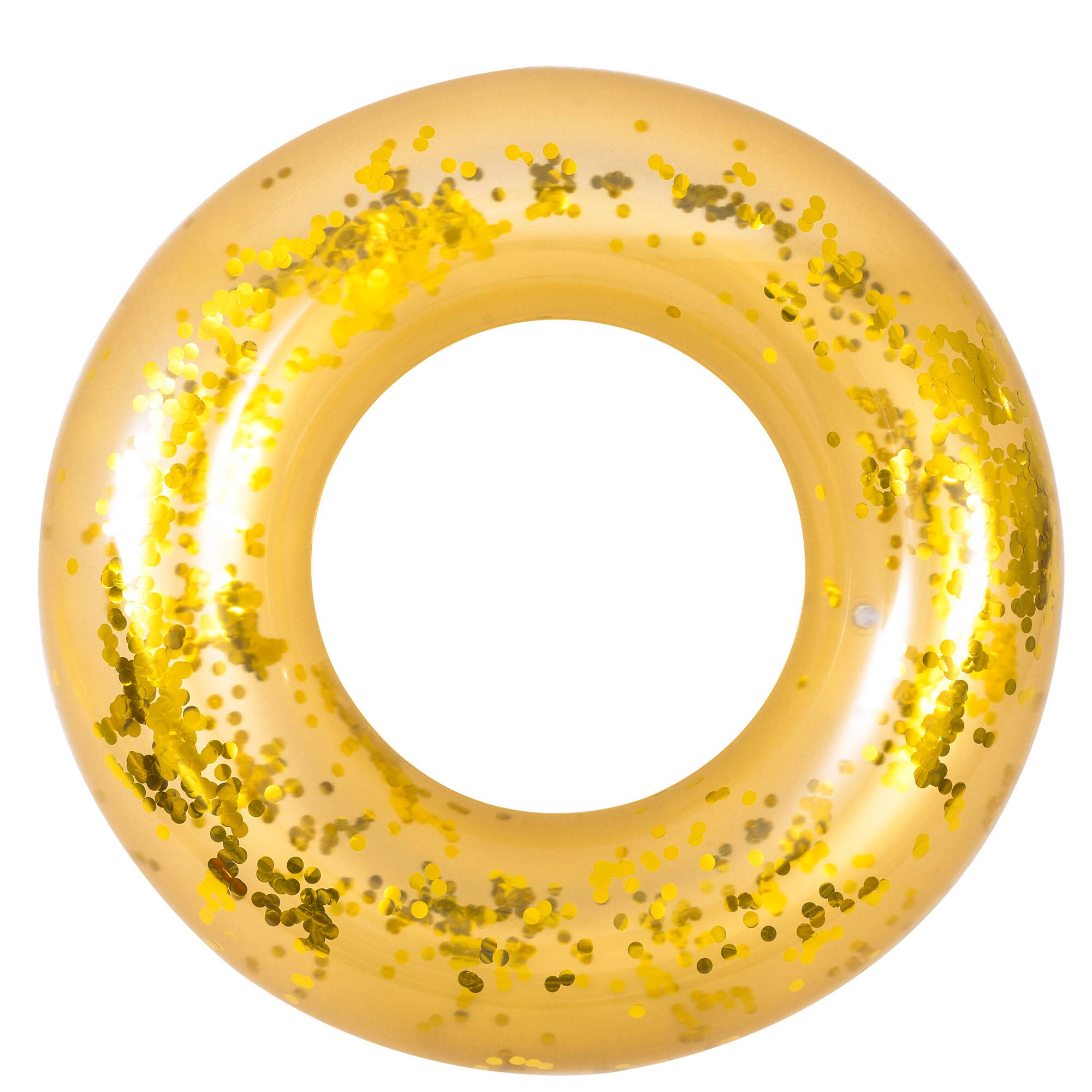 42" Gold Glitter Sequin Inflatable Inner Tube Pool Float