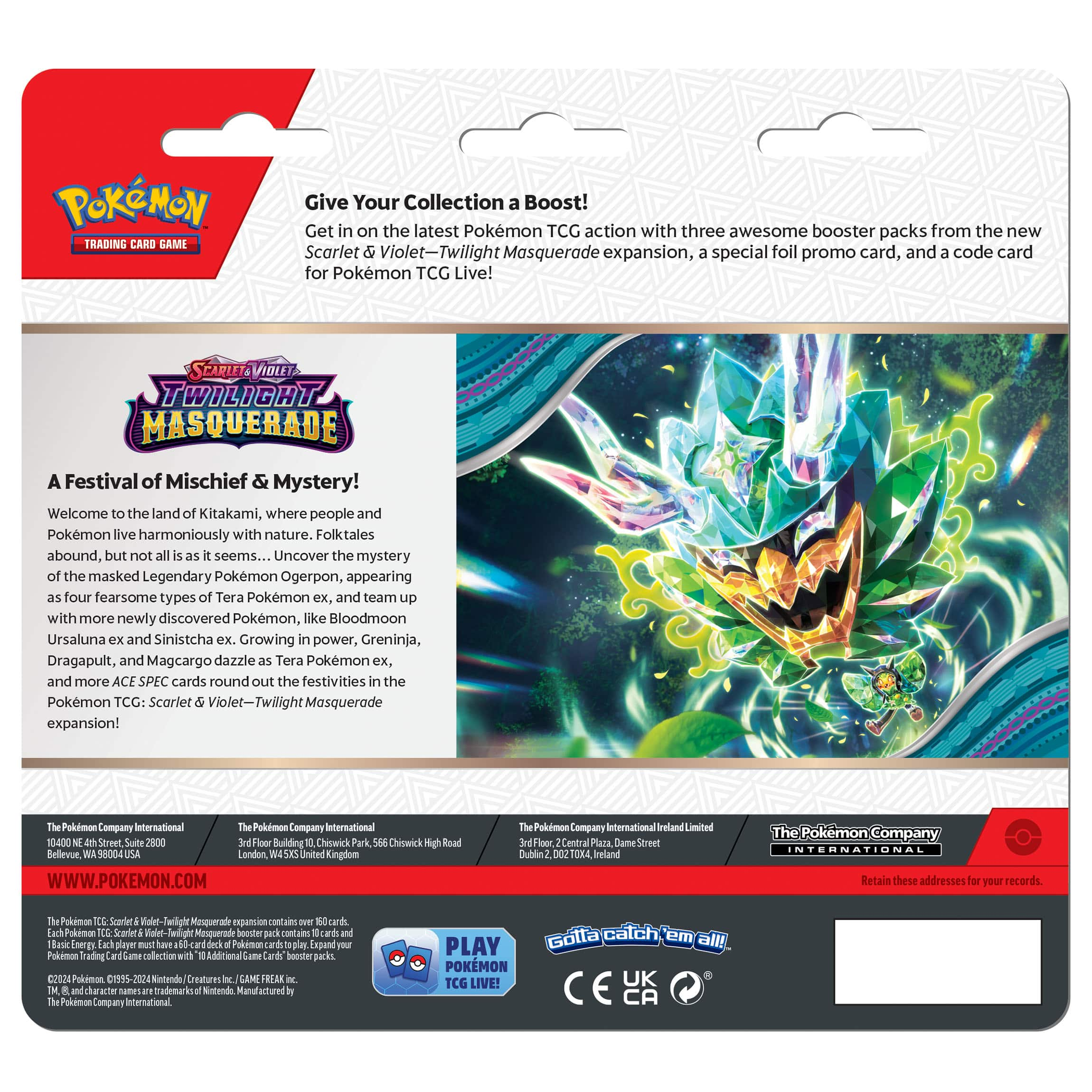 Pok&#xE9;mon&#x2122; Trading Card Game Scarlet &#x26; Violet Twilight Masquerade Booster 3 Pack