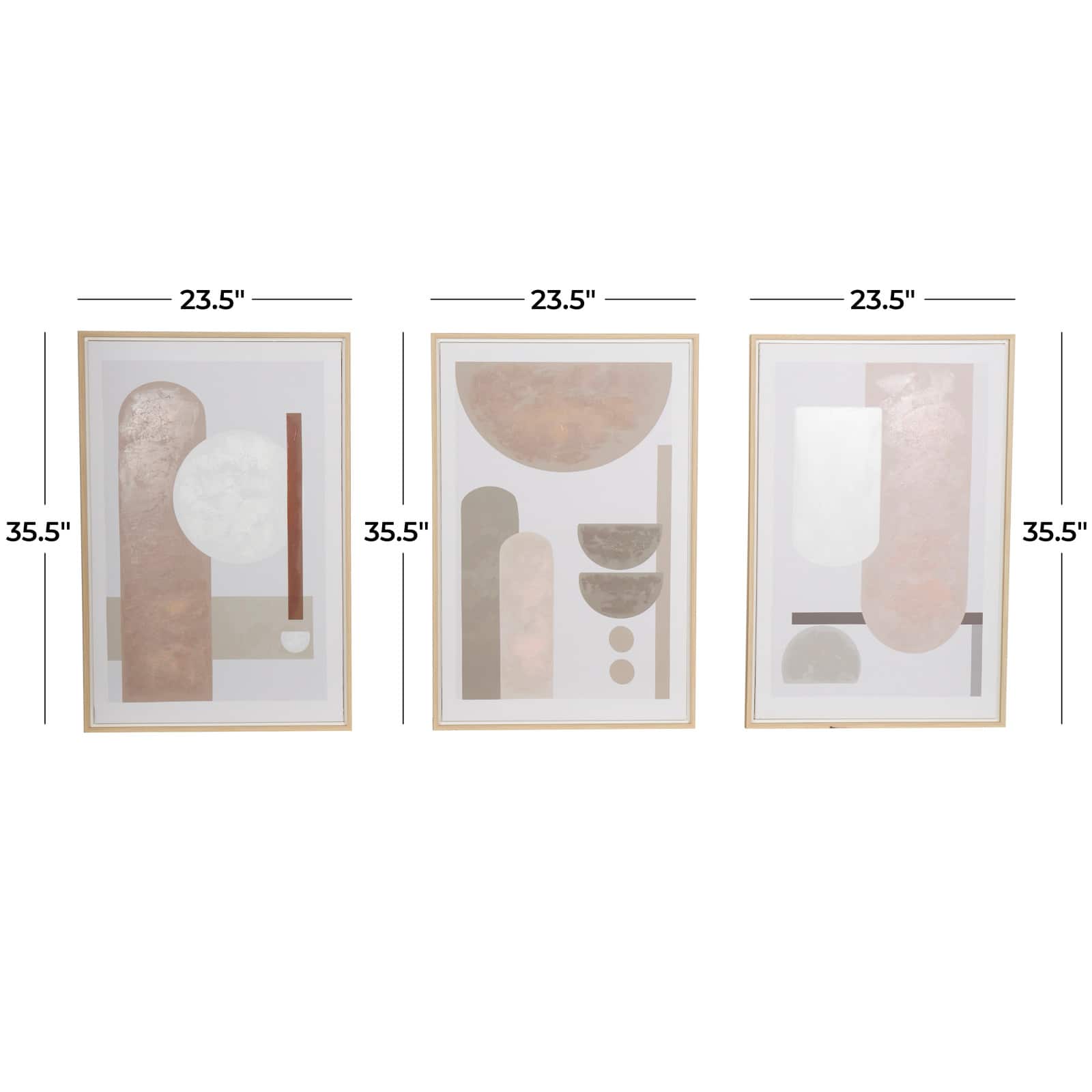 Pink Mid-Century Modern Abstract Framed Wall Art Set