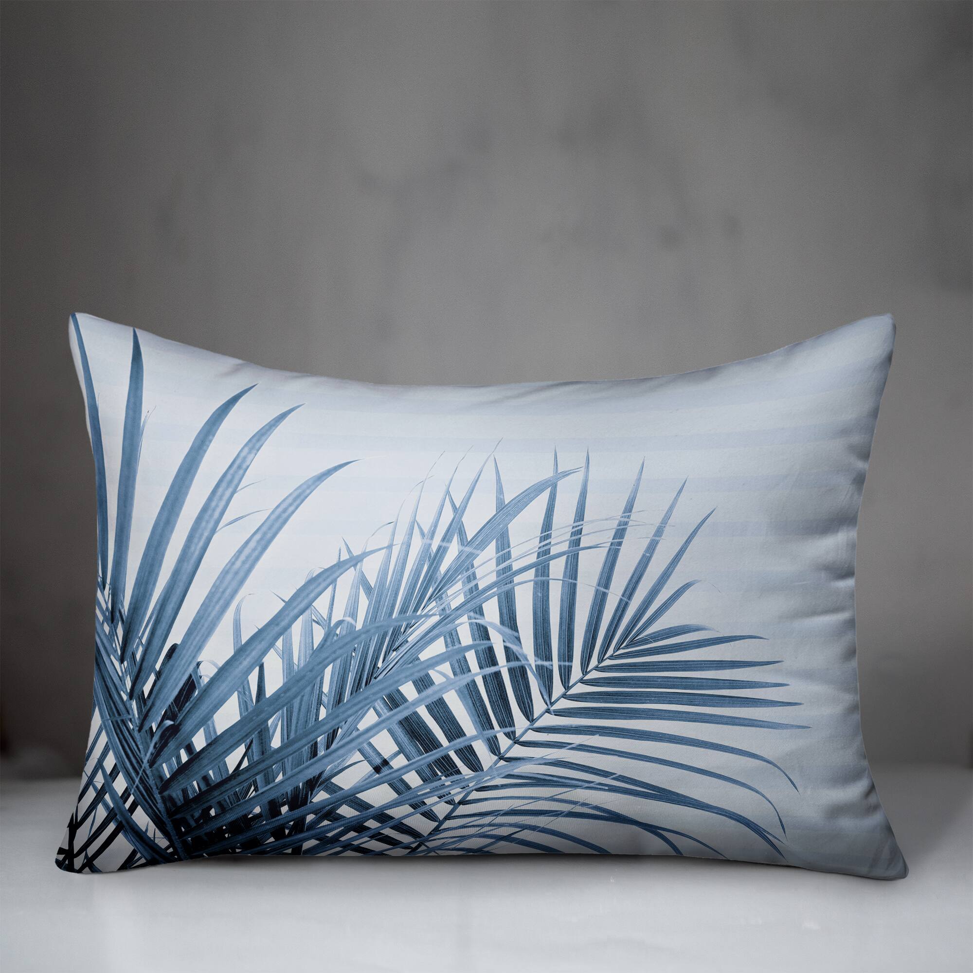 Striped Blue Palms Throw Pillow
