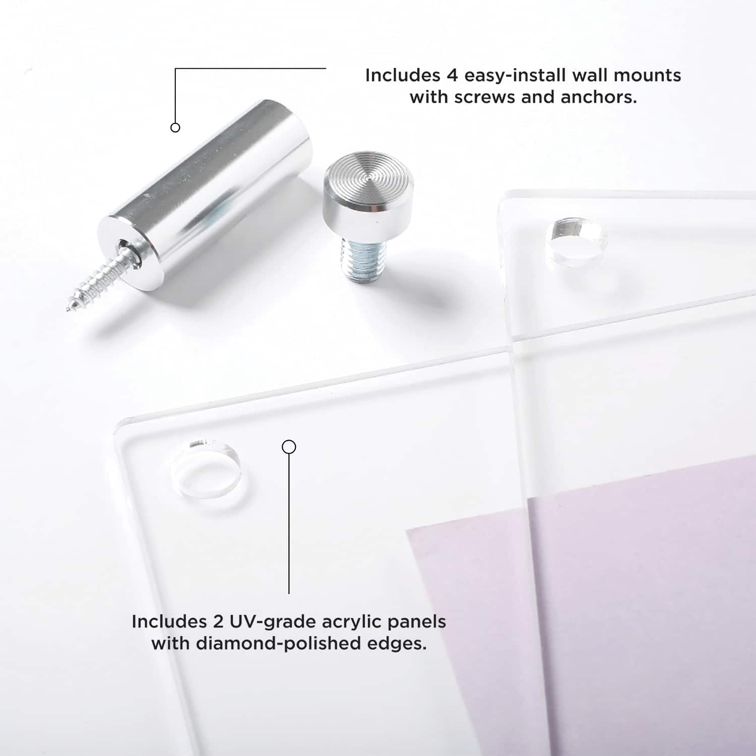 Wexel Art Double Panel Clear Acrylic Floating Wall Frame with Silver Hardware