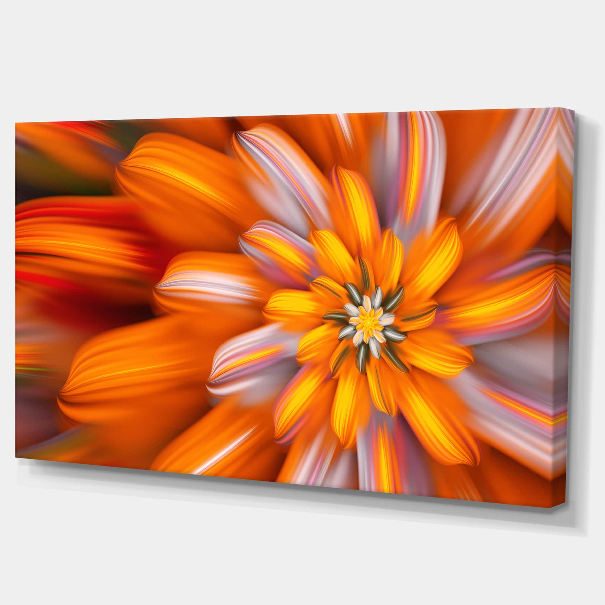 Designart - Massive Orange Fractal Flower - Floral Canvas Art Print