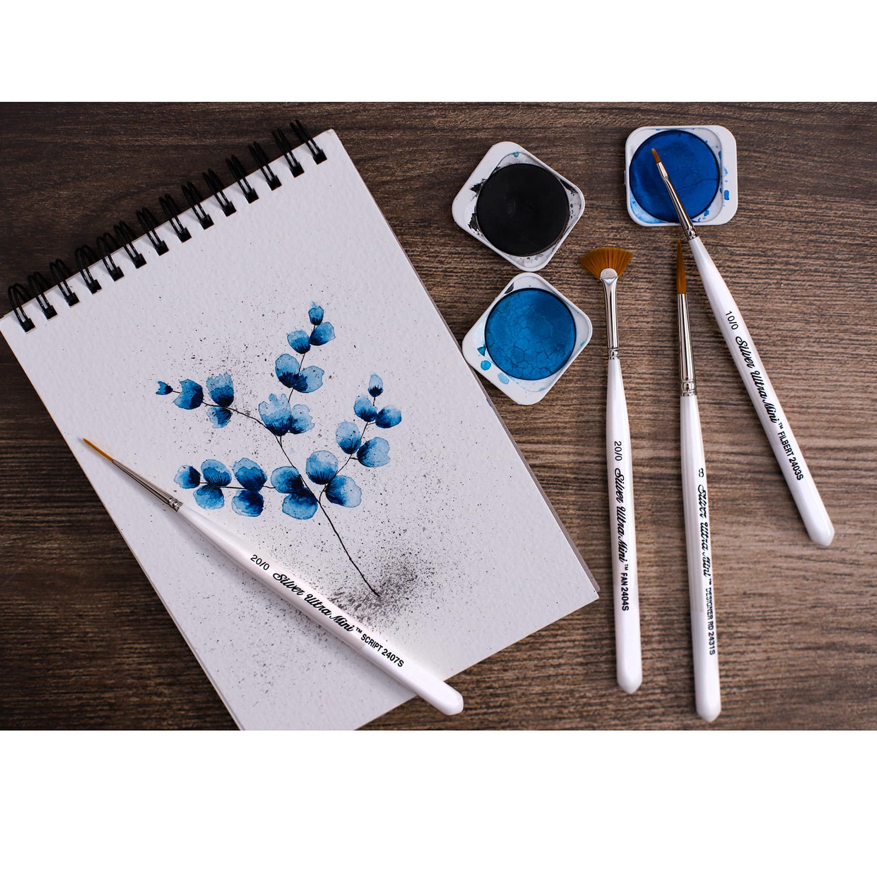 Silver Brush Limited Ultra Mini® White Miniature Detail Brushes, Set of 12